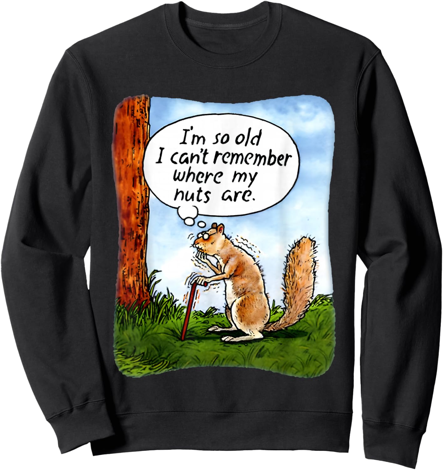 Squirrel I’m So Old I Can’t Remember Where My Nuts Are Sweatshirt - Sweatshirt | Black