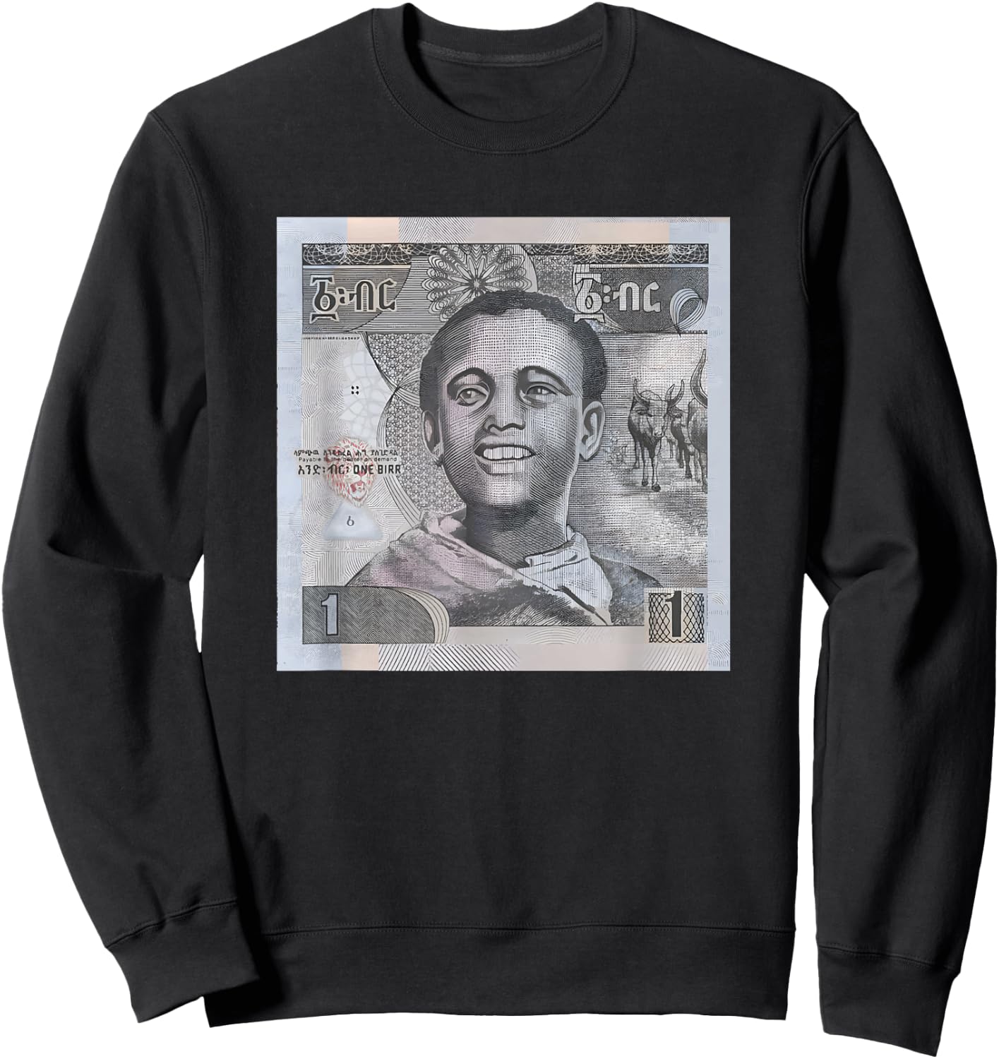 Ethiopian 1 Birr Funny Habesha Sweatshirt - Sweatshirt | Black