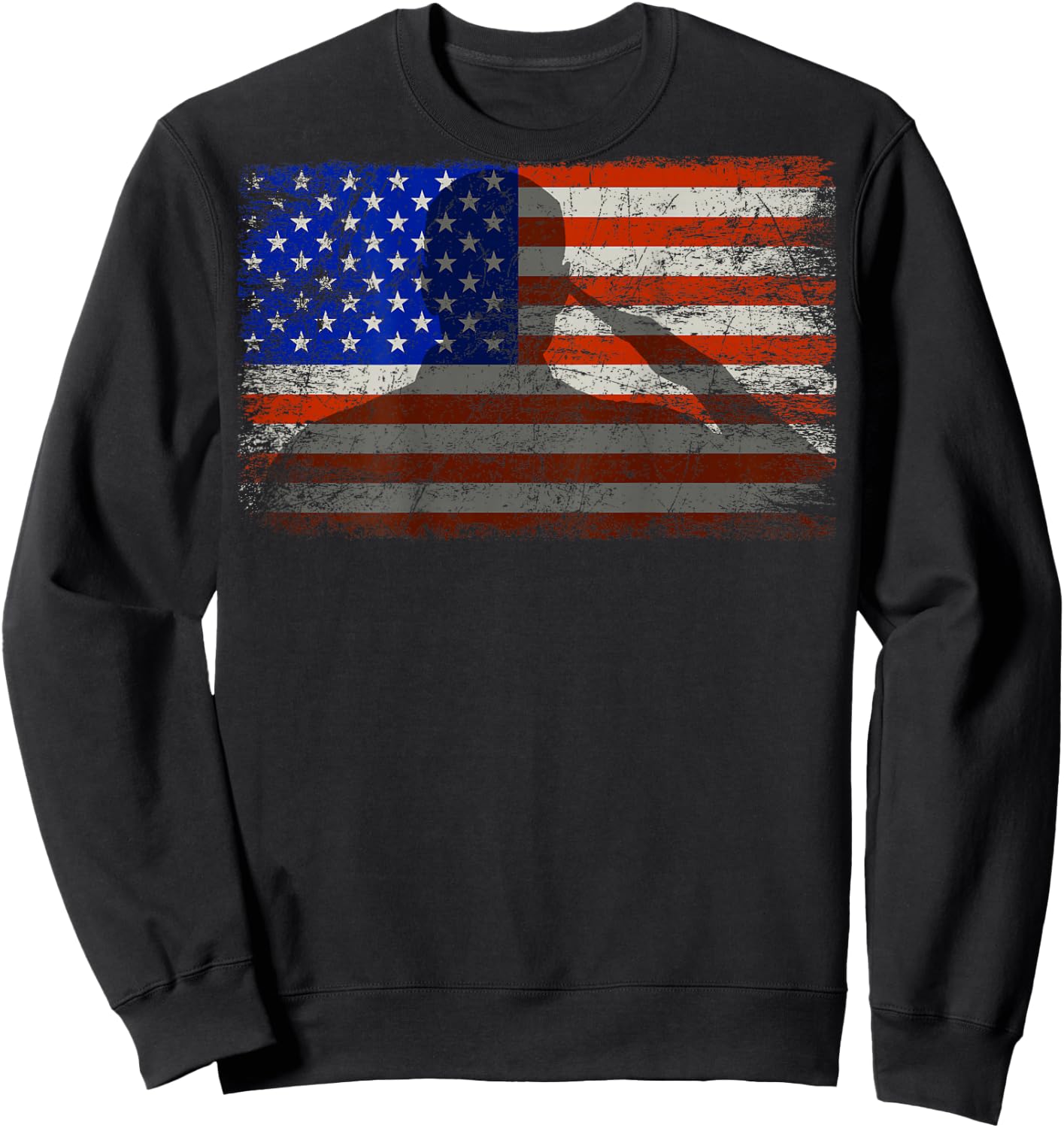 Military Patriotic American Flag Print On Back Kids Men Sweatshirt - Sweatshirt | Black