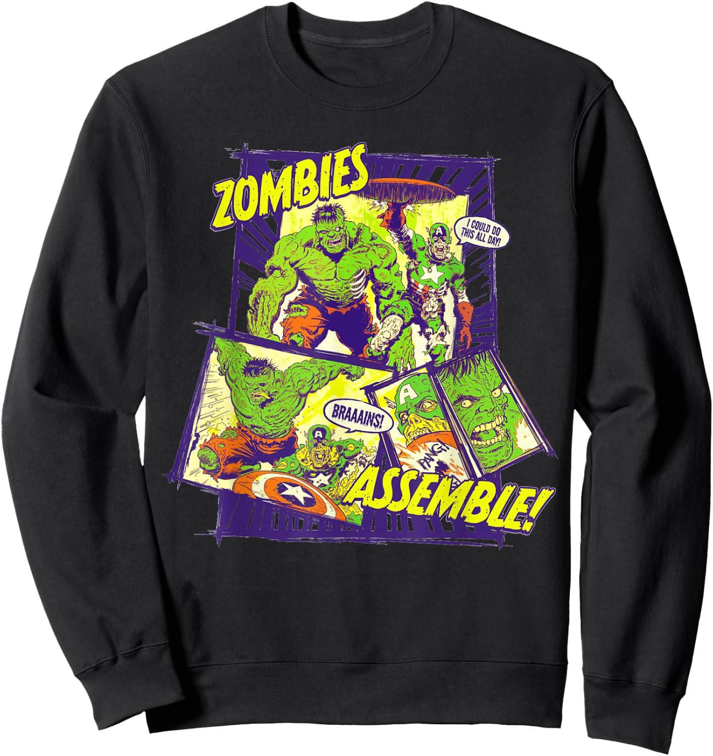 Marvel Zombies Assemble Hulk and Captain America Halloween Sweatshirt - Sweatshirt | Black