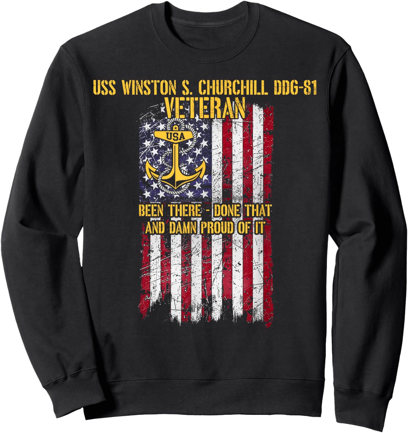 USS Winston S. Churchill DDG-81 Destroyer Veteran Sweatshirt - Sweatshirt | Black