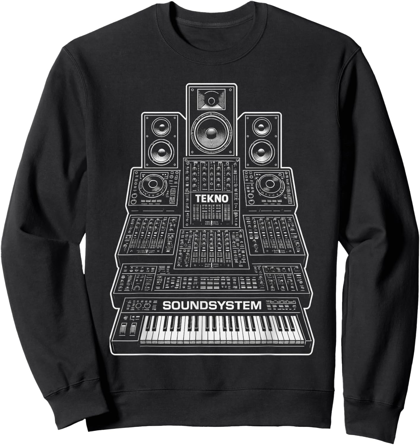 Tekno Soundsystem Keyboard Synth Modular DJ Rave Graphic Sweatshirt - Sweatshirt | Black
