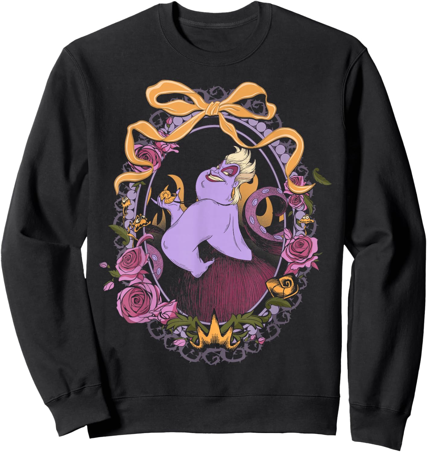 Disney Villains Little Mermaid Ursula Floral Framed Portrait Sweatshirt - Sweatshirt | Black