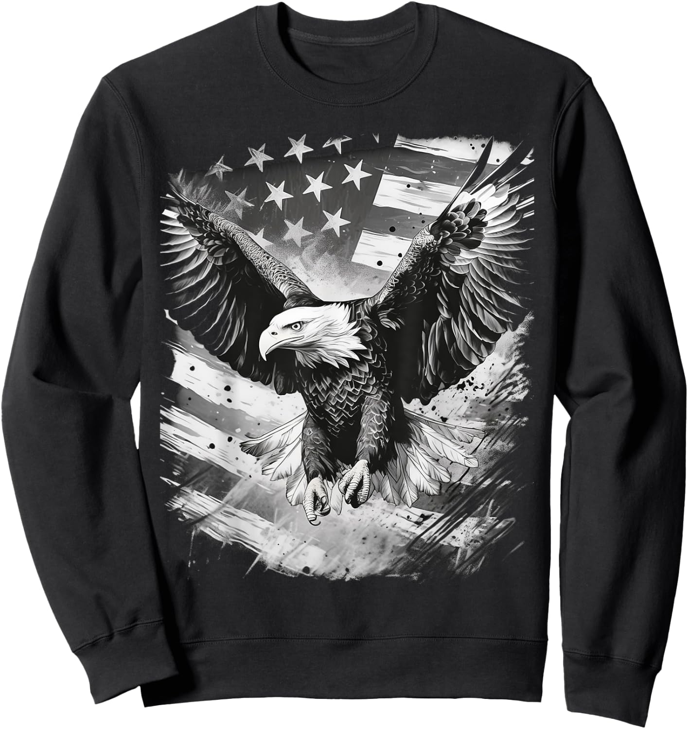 Epic American Flag with Eagle Pattern on USA Background Sweatshirt - Sweatshirt | Black
