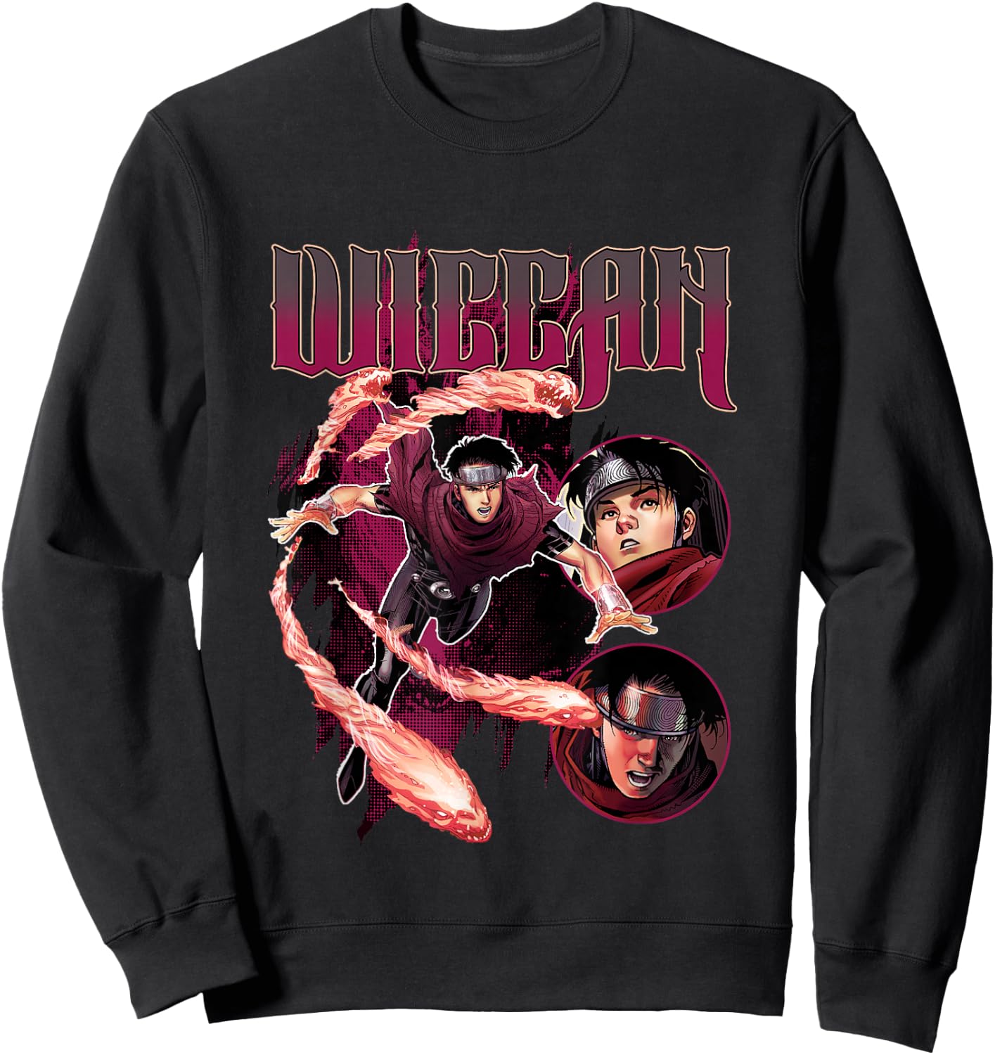 Marvel Universe Classic Wiccan Flames Collage Retro Poster Sweatshirt - Sweatshirt | Black