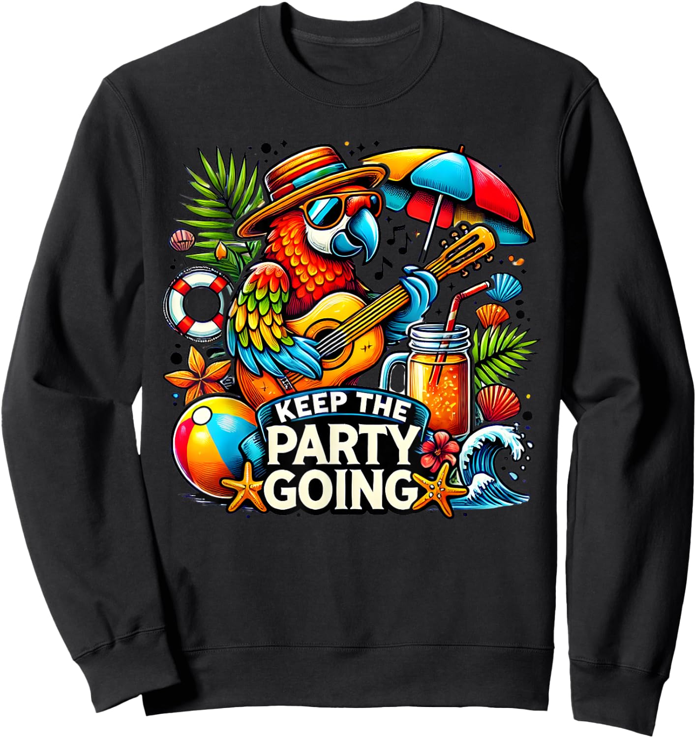 Keep the Party Going Funny Parrot Tribute Sweatshirt - Sweatshirt | Black