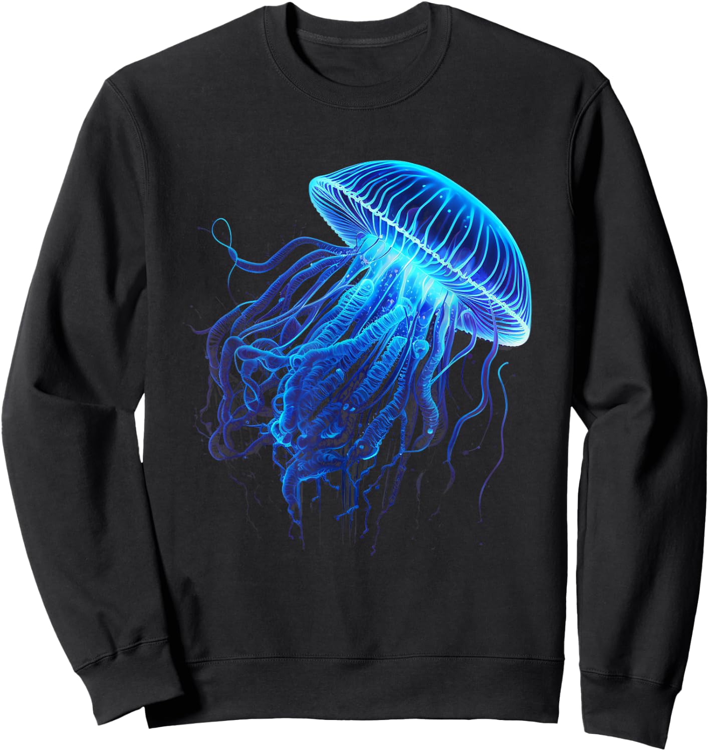 Blue sea jellyfish Medusa ear jellyfish sea creature Sweatshirt - Sweatshirt | Black