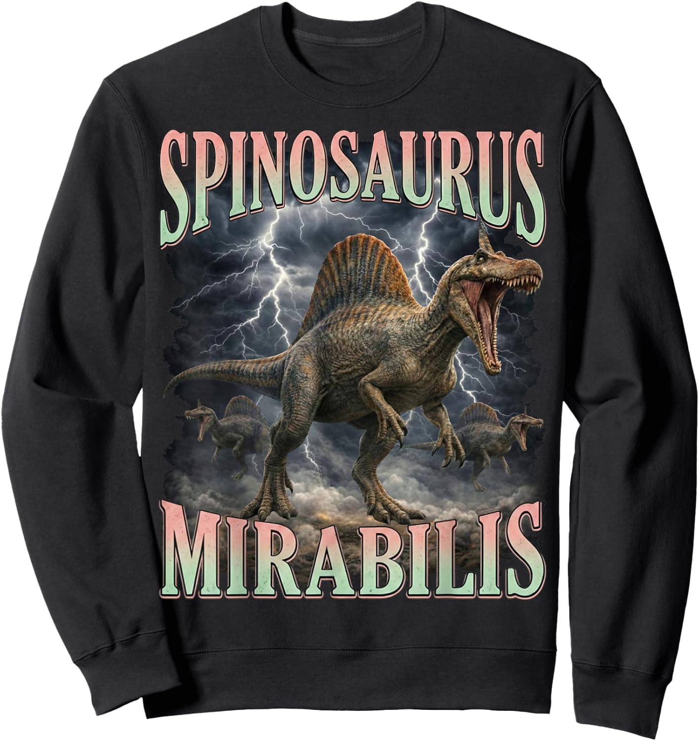 Roaring Spinosaurus Mirabilis Prehistoric Dinosaur Sweatshirt - Sweatshirt | Black