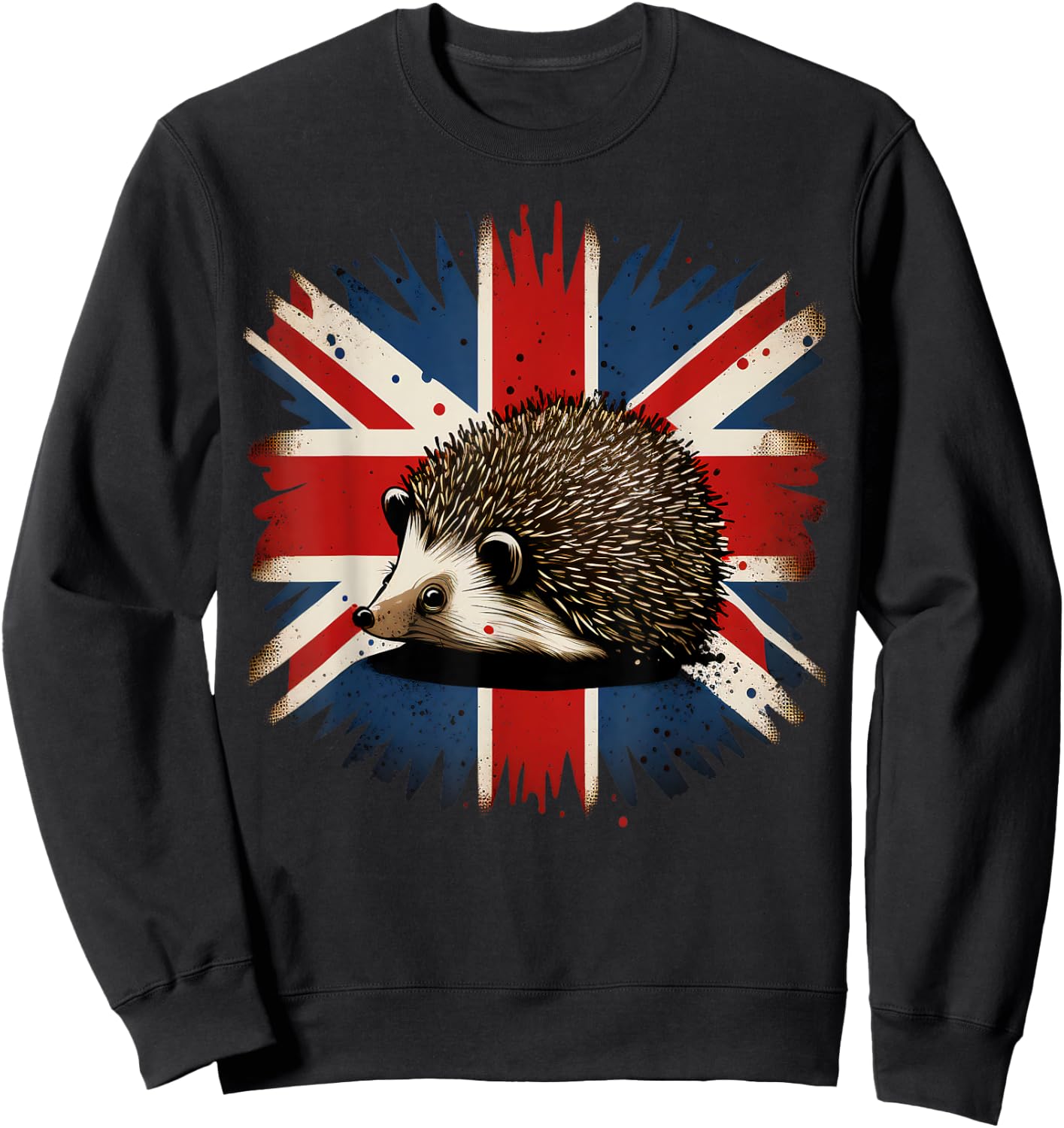 British UK Hedgehog on Great Britain Hedgehog Sweatshirt - Sweatshirt | Black
