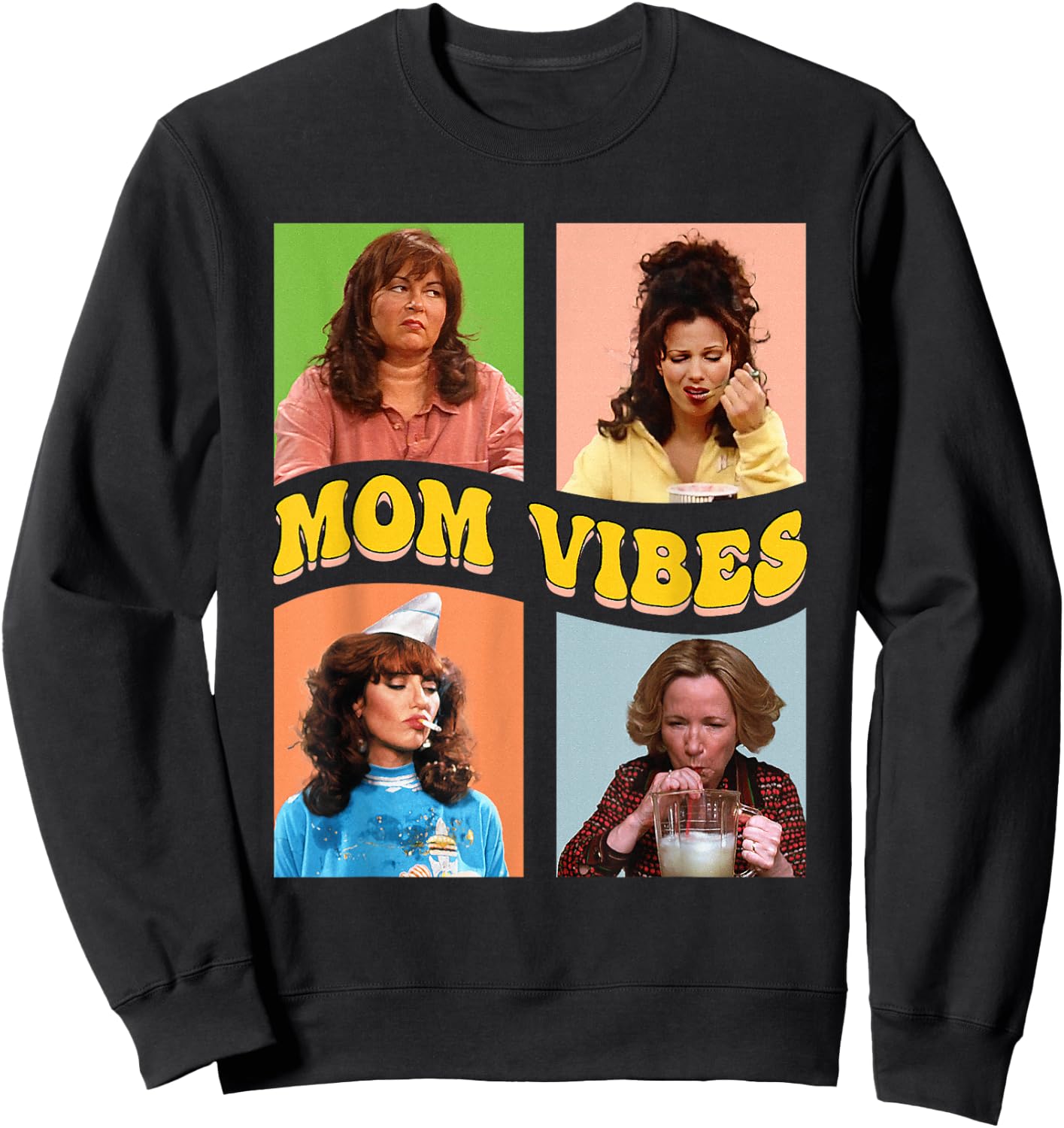 Retro Nineties Mom Vibes Vintage Mother's Day Women's Shirt , black Sweatshirt - Sweatshirt | Black