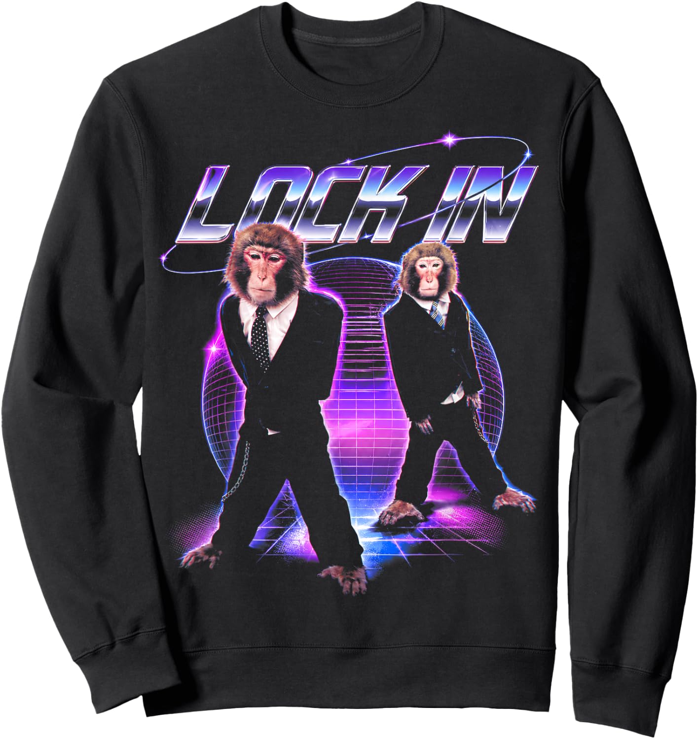 Funny Monkey Meme Y2K Cyberpunk Sweatshirt - Sweatshirt | Black
