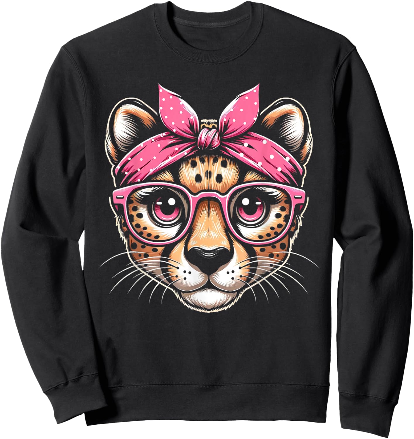 Cheetah Pink Bandana Glasses Sweatshirt - Sweatshirt | Black