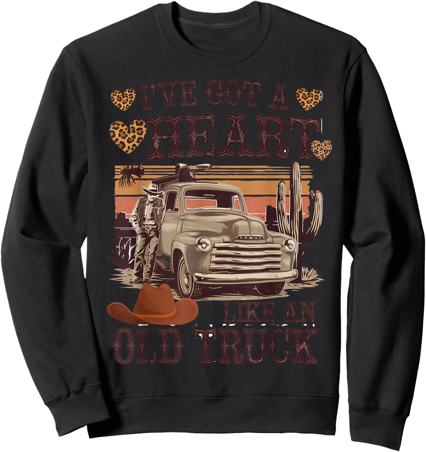 Heart Like an Old Truck - Vintage Western Sweatshirt - Sweatshirt | Black