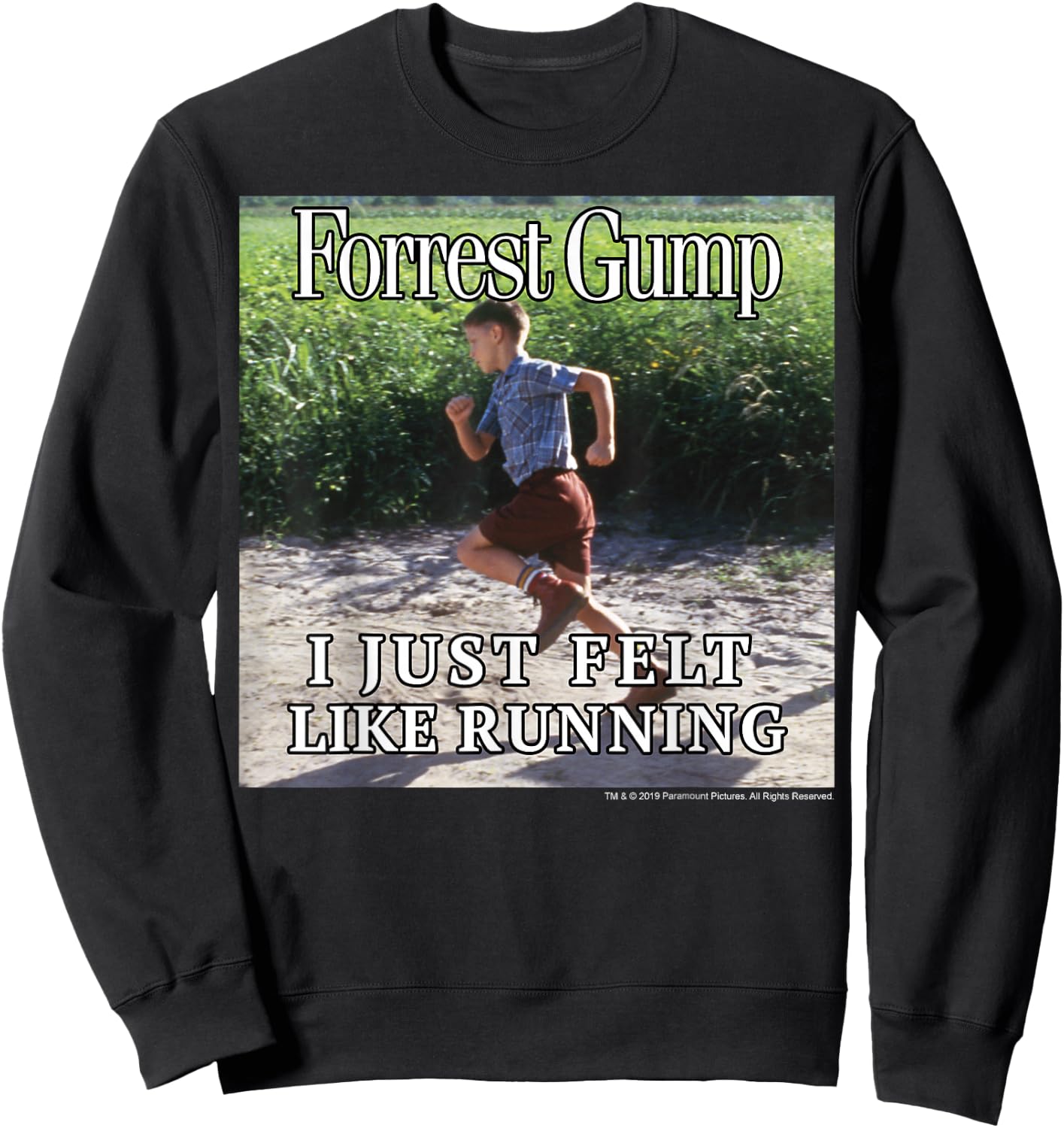 Forrest Gump Just Felt Like Running Photo Panel Sweatshirt - Sweatshirt | Black