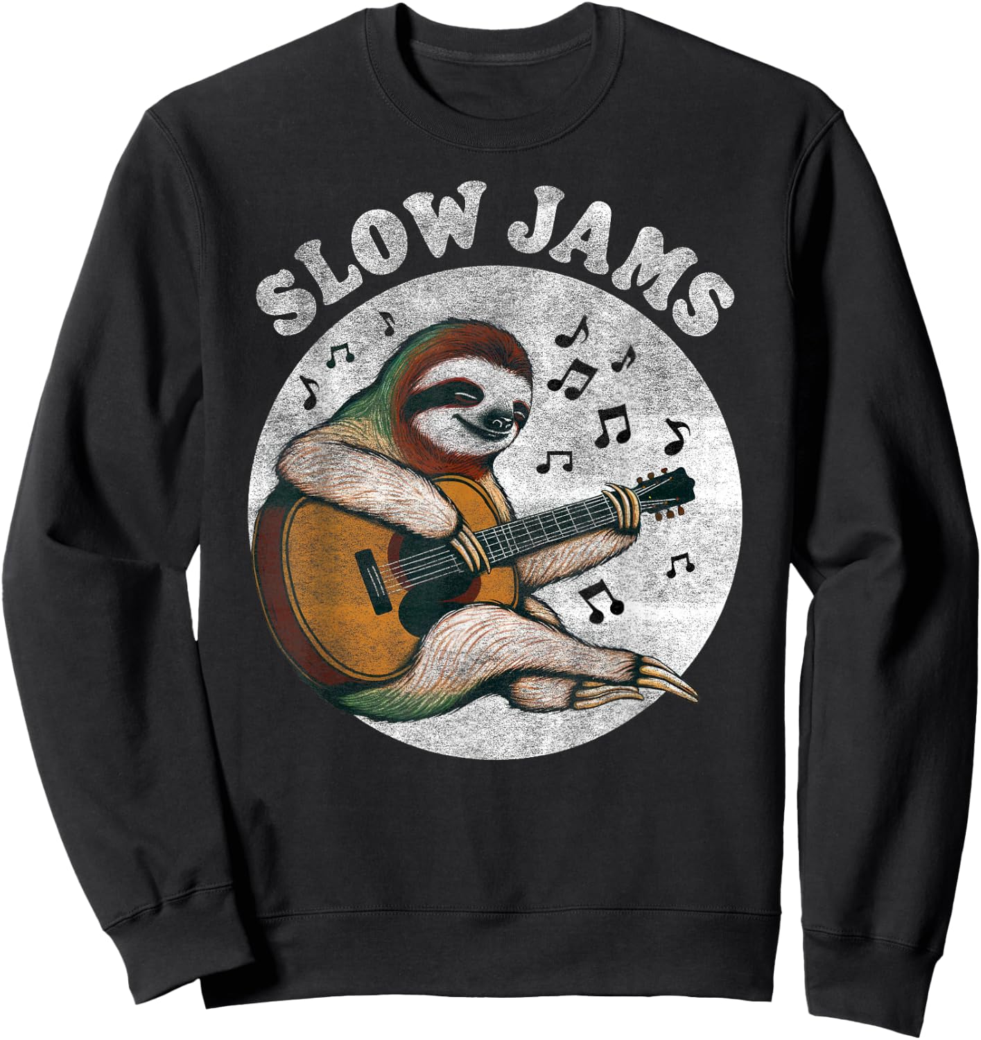 Slow Jams Sloth Playing Acoustic Guitar – Funny Music Sweatshirt - Sweatshirt | Black