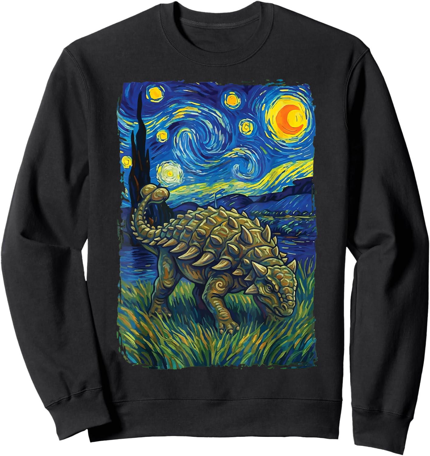 Ankylosaurus Starry Night Sweatshirt - Sweatshirt | Black