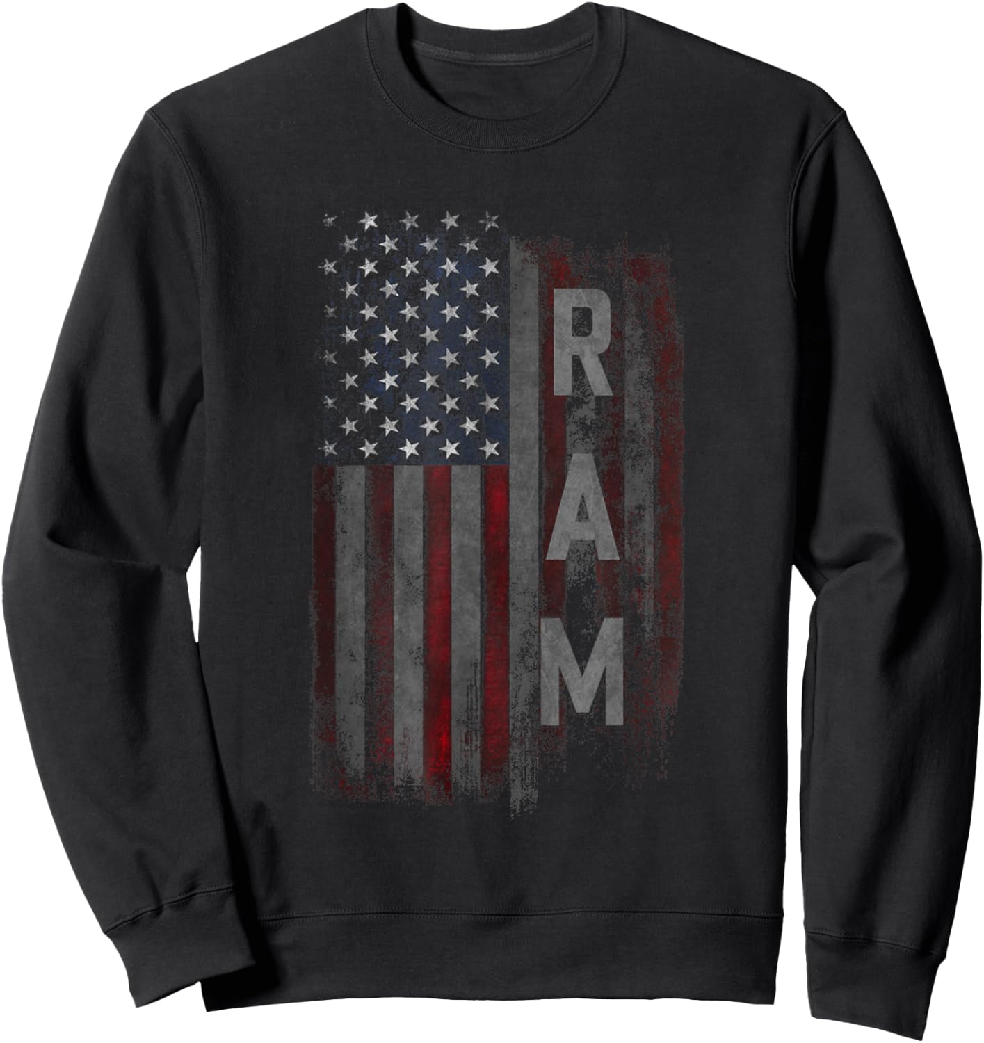 Ram Family American Flag Sweatshirt - Sweatshirt | Black