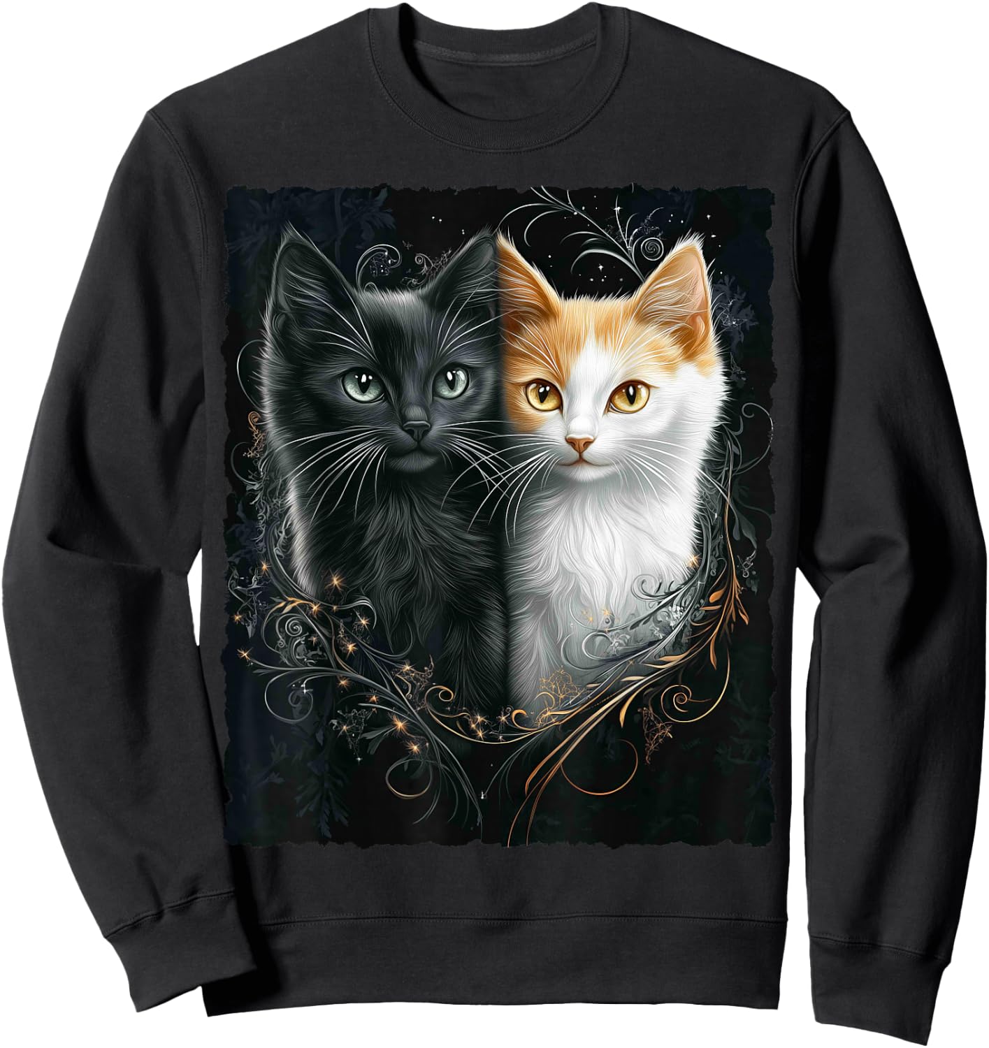 Süße magische Katze Kätzchen Kitten Fantasy Kunst Sweatshirt - Sweatshirt | Black
