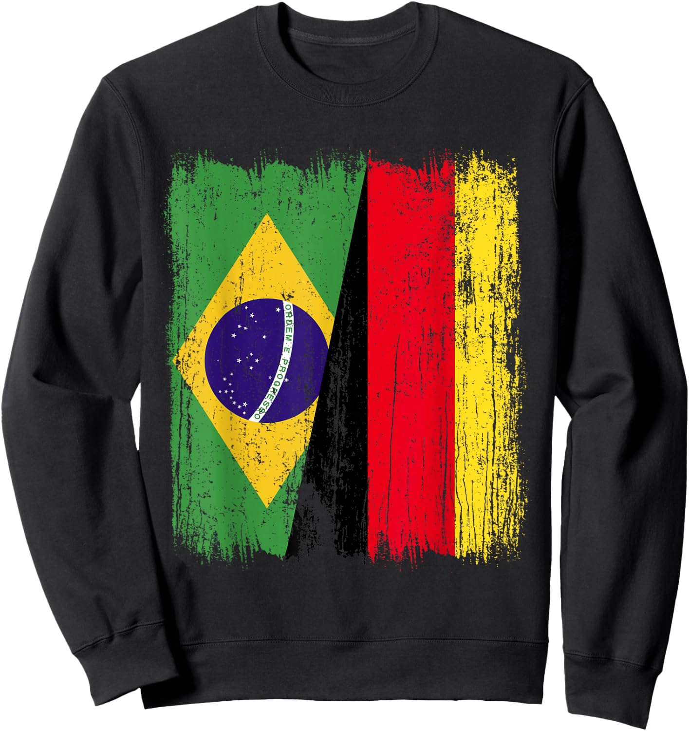Brazil Germany Half Flag Brazilian German Heritage Sweatshirt - Sweatshirt | Black