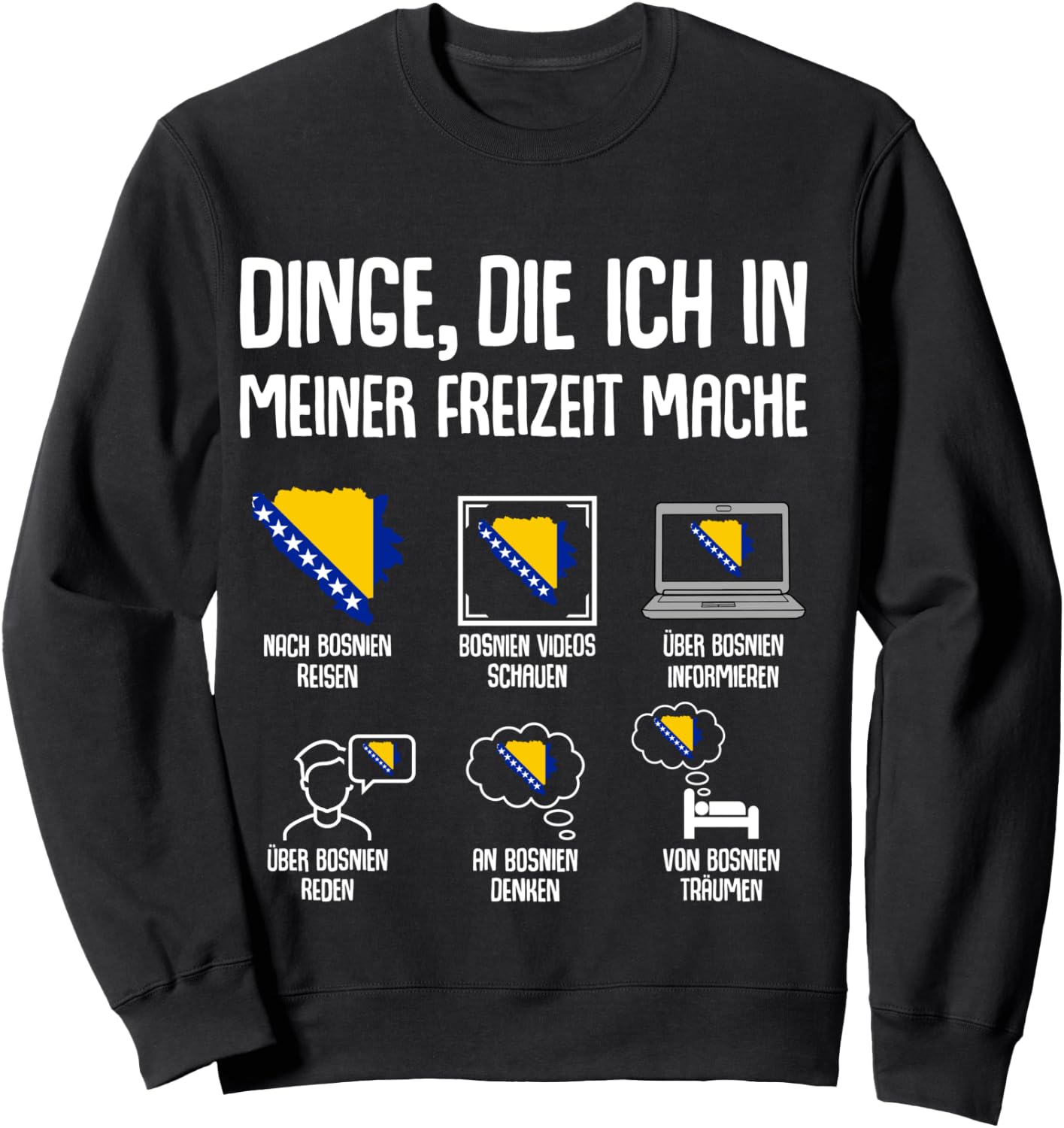 Bosnien Reise Damen Herren Kinder Langarmshirt Sweatshirt - Sweatshirt | Black