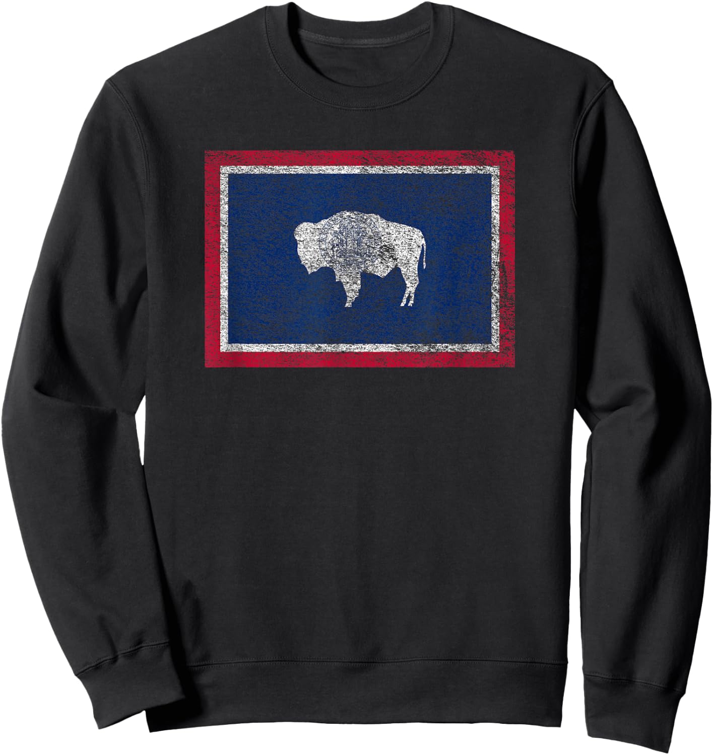 State of Wyoming Flag Bison Cheyenne Jackson Hole Sweatshirt - Sweatshirt | Black