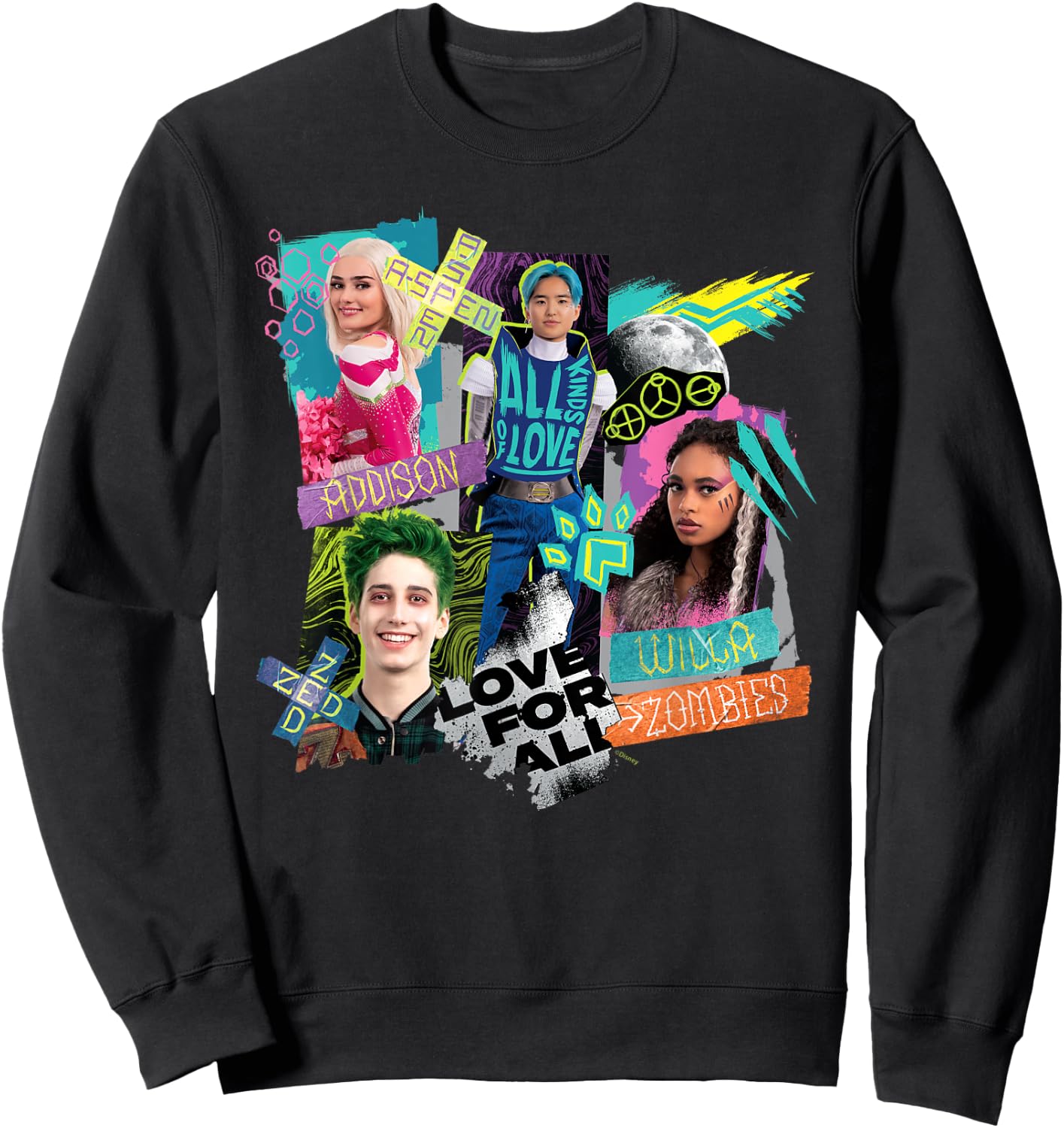 Disney Channel Zombies 3 Love for All, All Kinds of Love Sweatshirt - Sweatshirt | Black