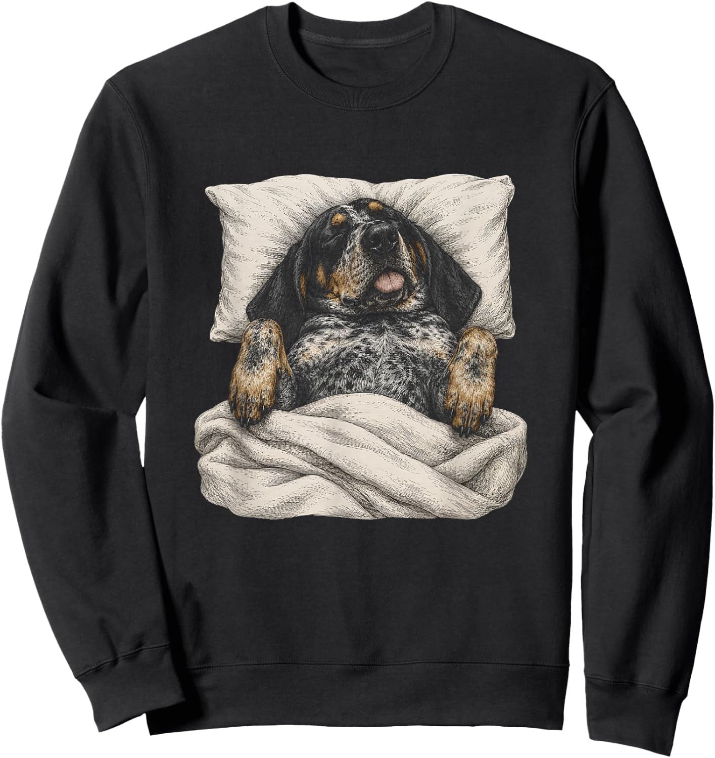 Sleeping Funny Bluetick Coonhound Artwork Design Sweatshirt - Sweatshirt | Black