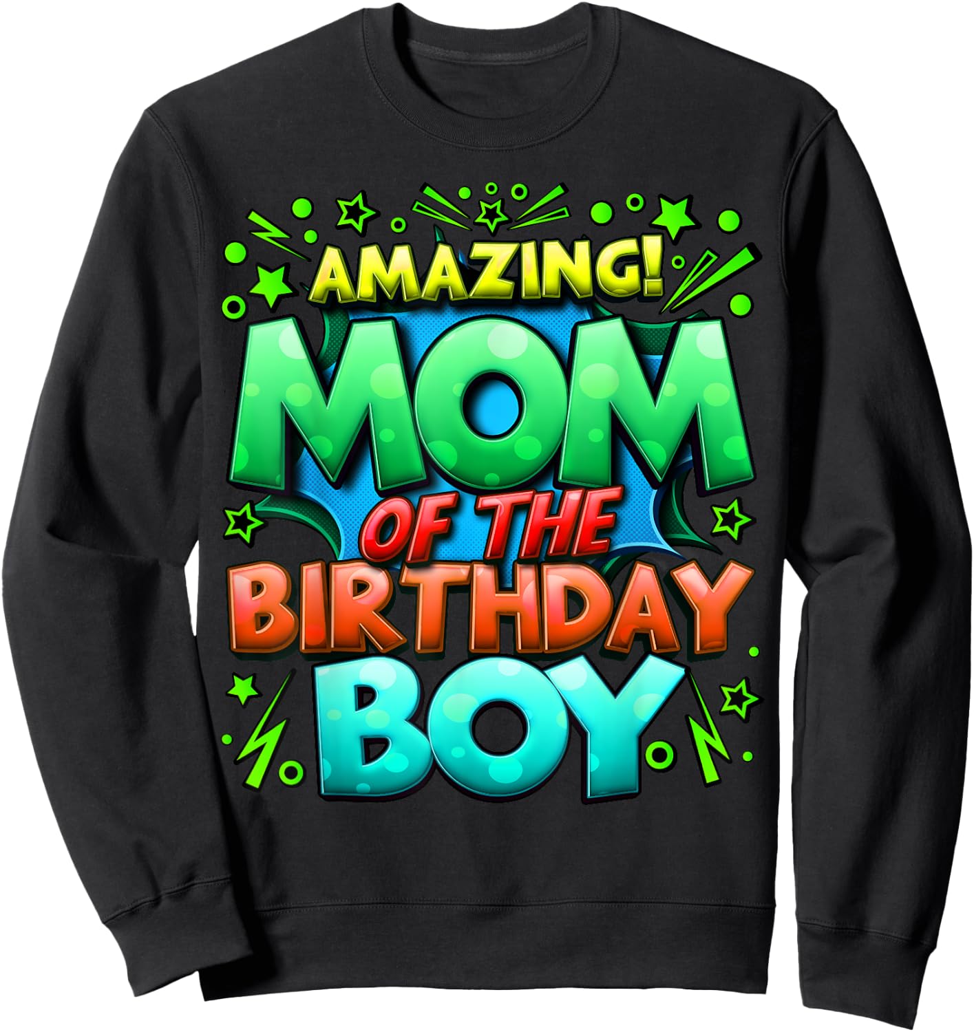 Mom of the Birthday Boy Matching Family Mommy Sweatshirt - Sweatshirt | Black