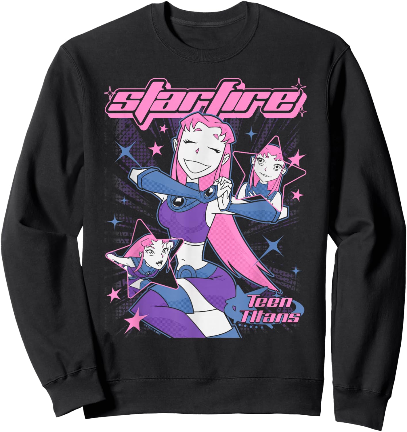 DC Comics Teen Titans Starfire Y2K Style Joyful Portrait Sweatshirt - Sweatshirt | Black