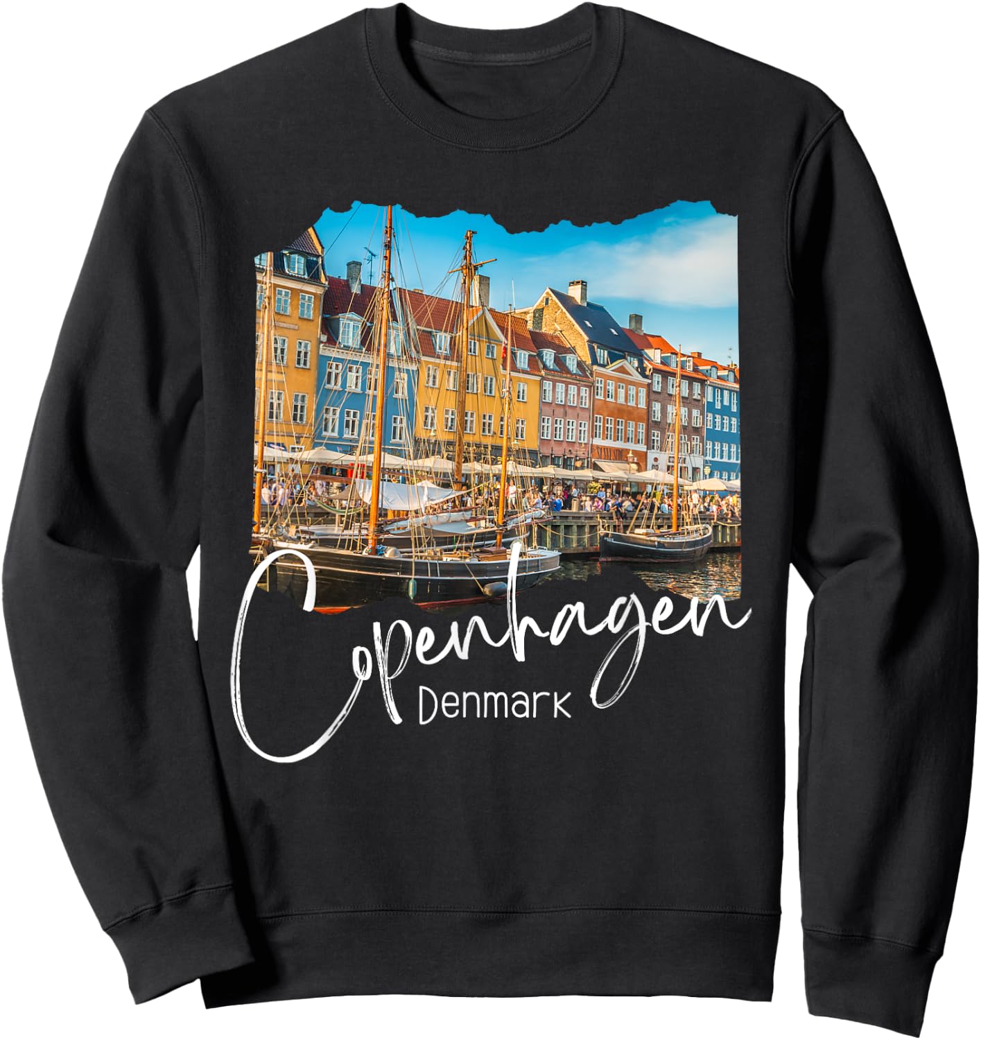 Copenhagen Souvenir Store - Kopenhagen Dänemark / Kopenhagen Schwarz Erwachsene Small Kurzarm Sweatshirt - Sweatshirt | Black