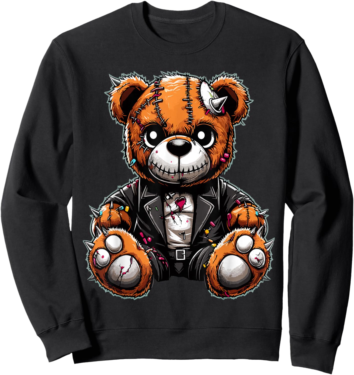 Punk Stuffed Animal Sharp Needle Rebel Sweatshirt - Sweatshirt | Black