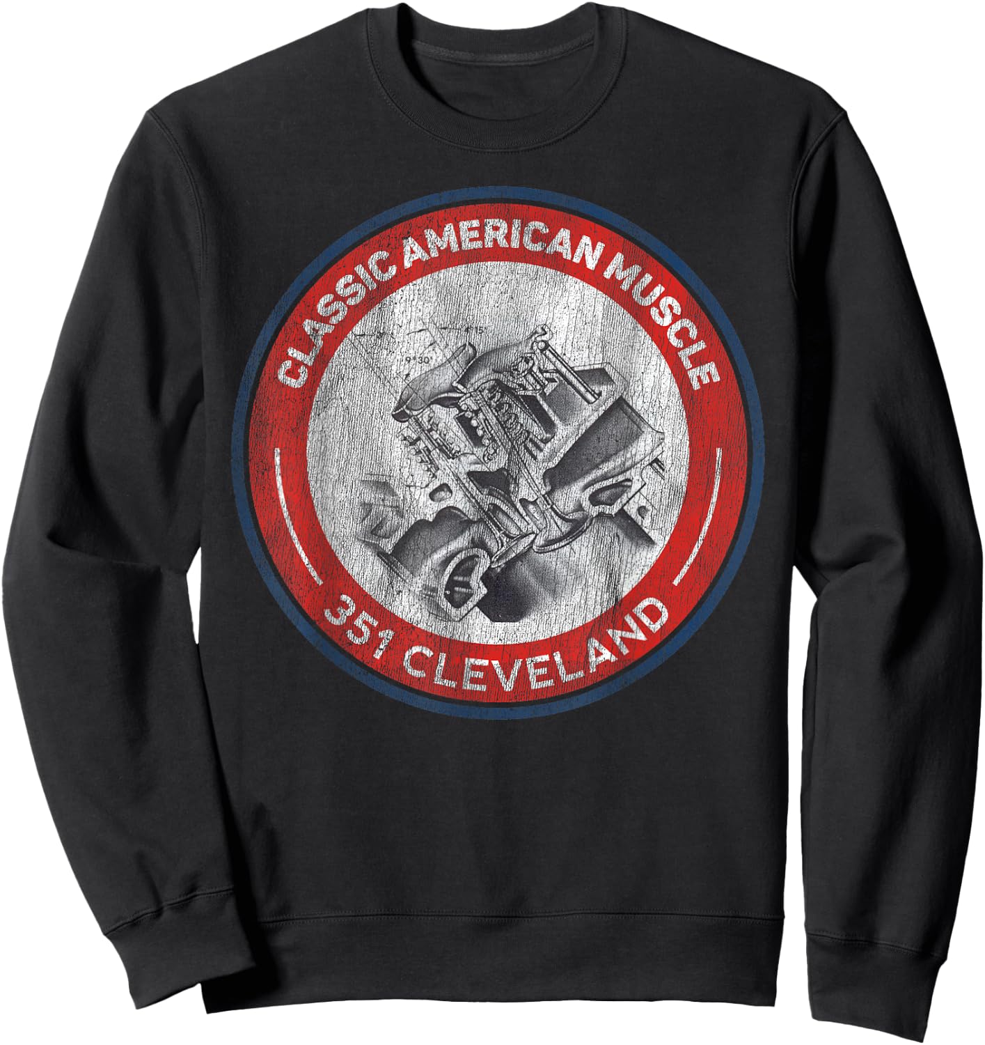 351 Cleveland Canted Valve Musclecar Retro Logo Sweatshirt - Sweatshirt | Black