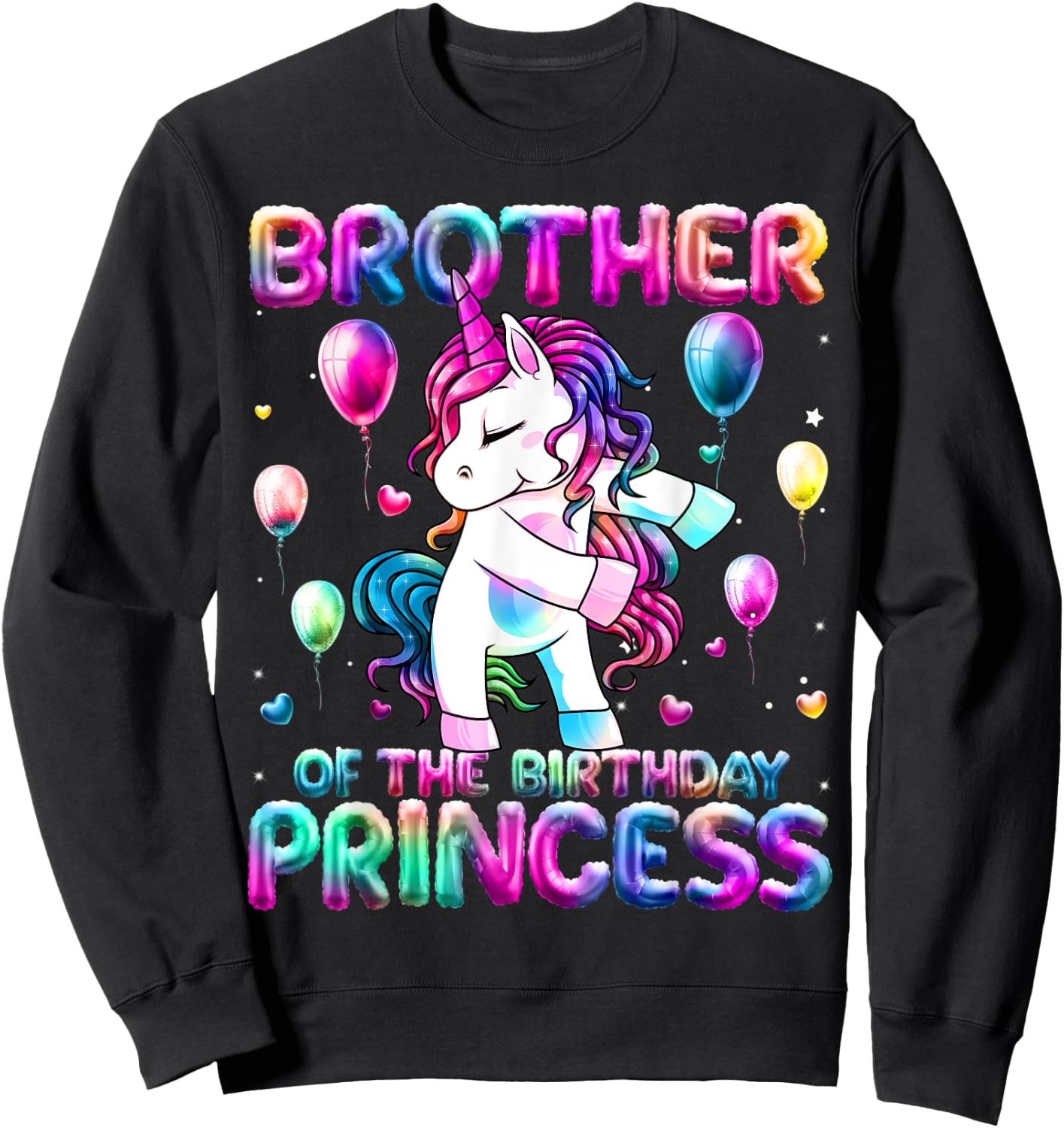 Brother of the Birthday Princess Girl Flossing Unicorn Bro Sweatshirt - Sweatshirt | Black