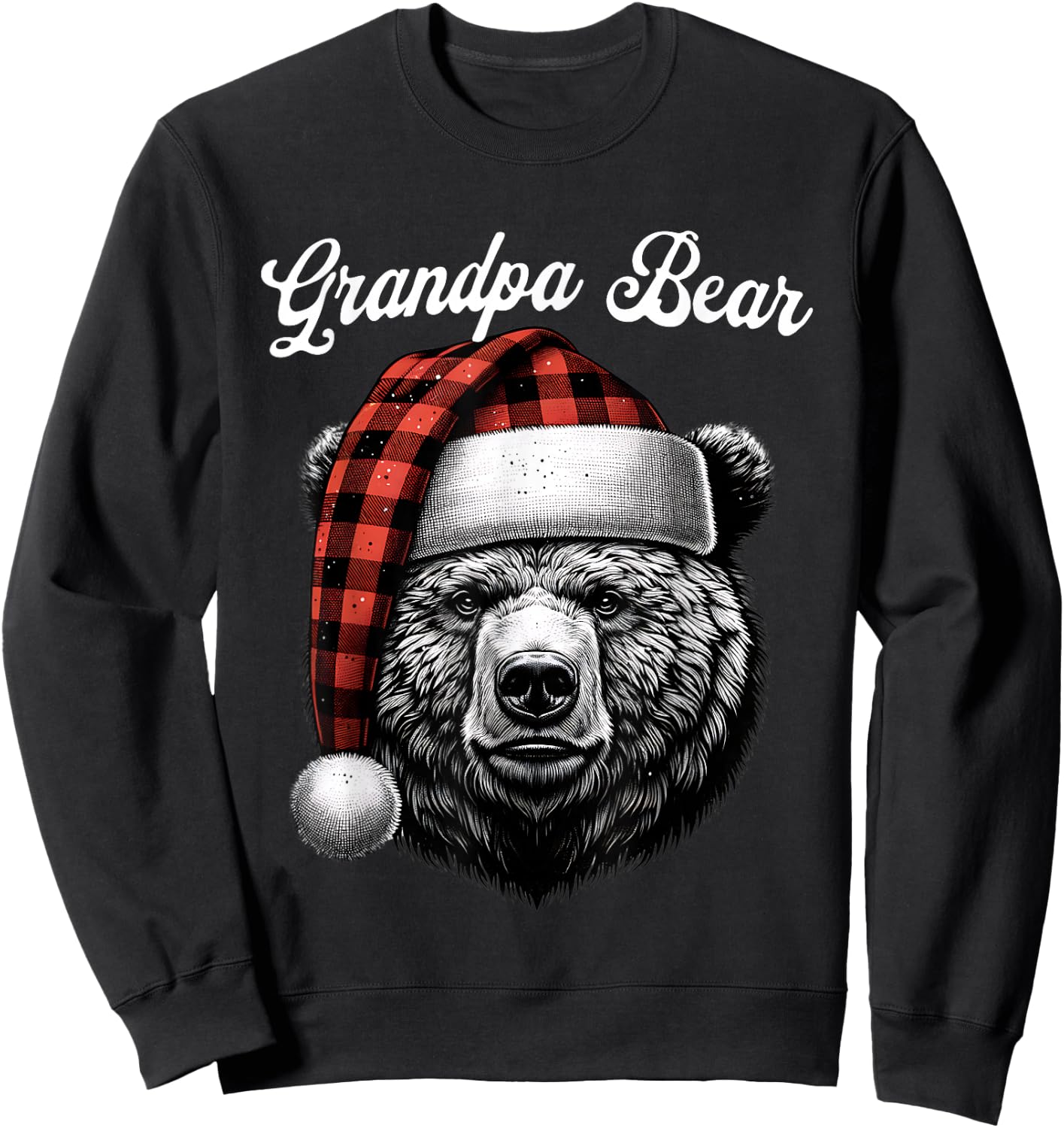 Grandpa Bear Christmas Red Buffalo Family Matching Christmas Sweatshirt - Sweatshirt | Black