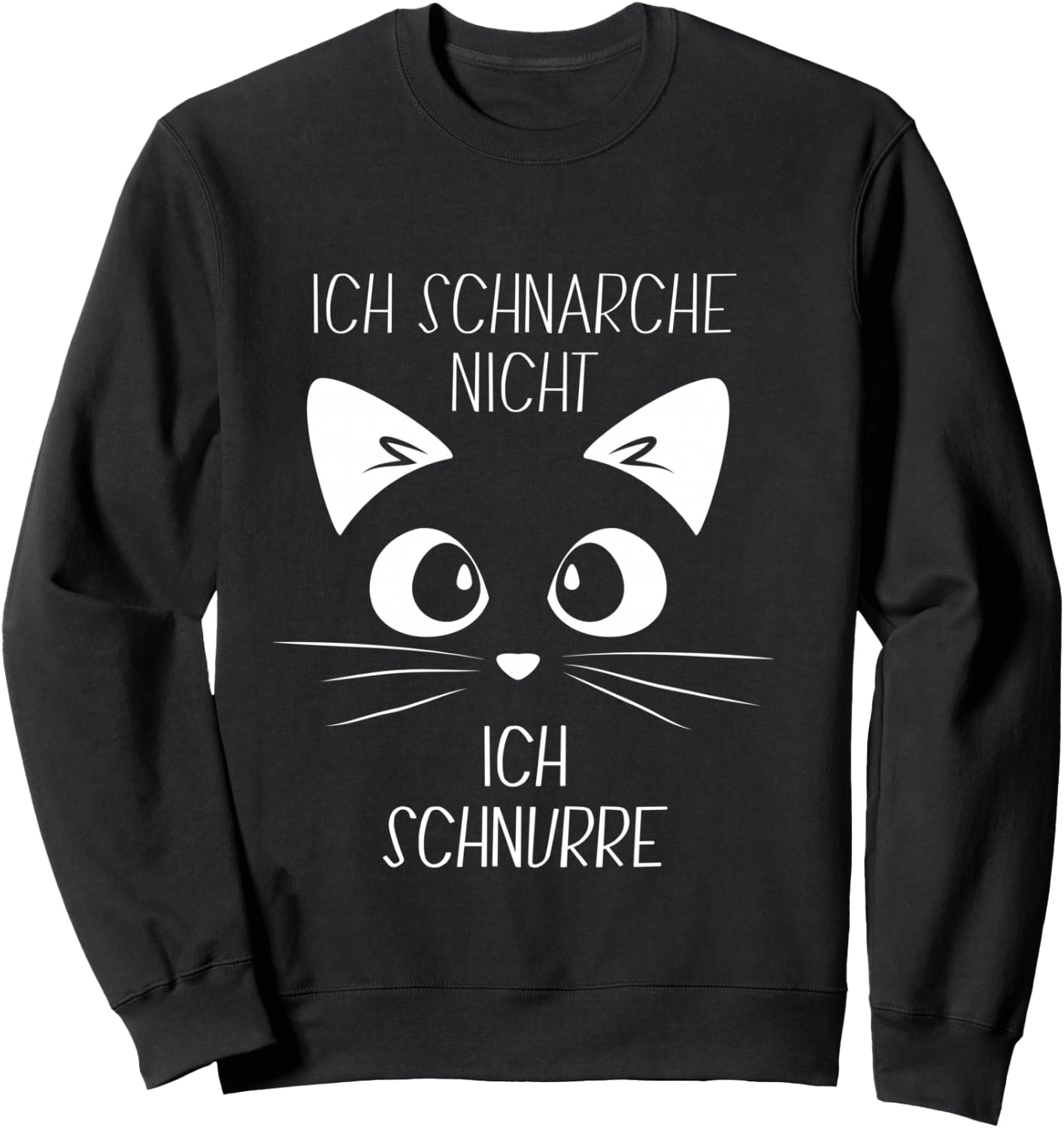 Sleep Shirt with German Text "Ich Schnarche Nicht, ich schnurre" Cat Long-Sleeved Shirt Sweatshirt - Sweatshirt | Black