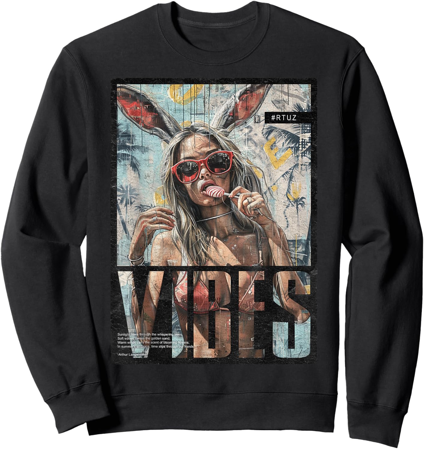 Vintage Girl Magazine Cover Template Sexy Pin-up , Black, S Sweatshirt - Sweatshirt | Black