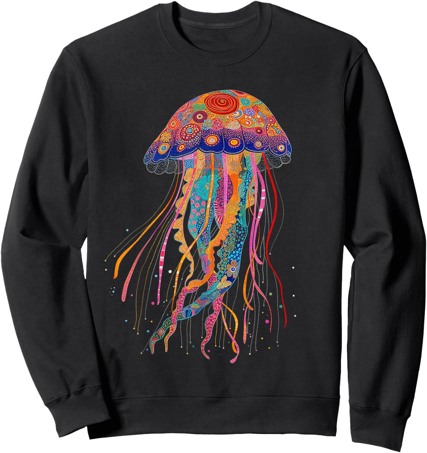 Jellyfish Colourful Floral Pattern Diver Ocean Sweatshirt - Sweatshirt | Black