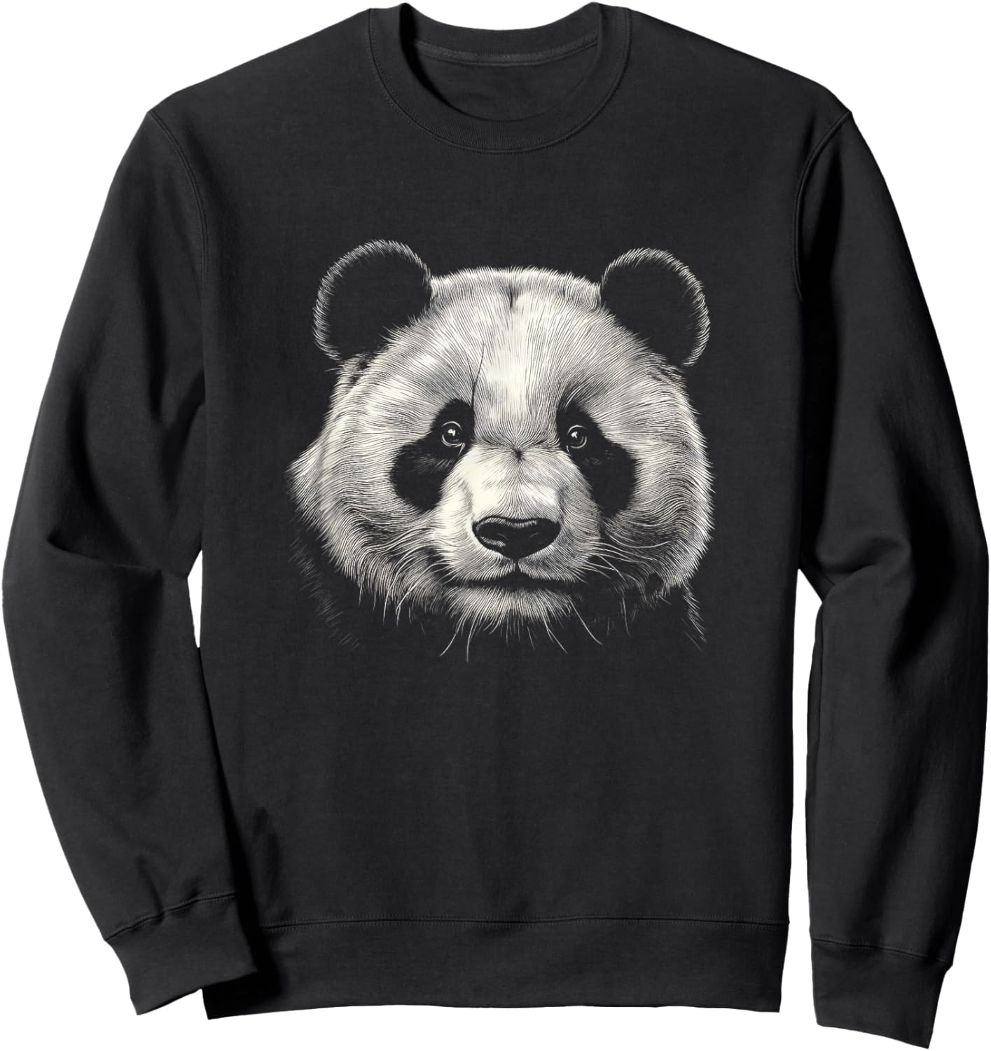 Panda Bear Face Graphic Art Design Sweatshirt - Sweatshirt | Black