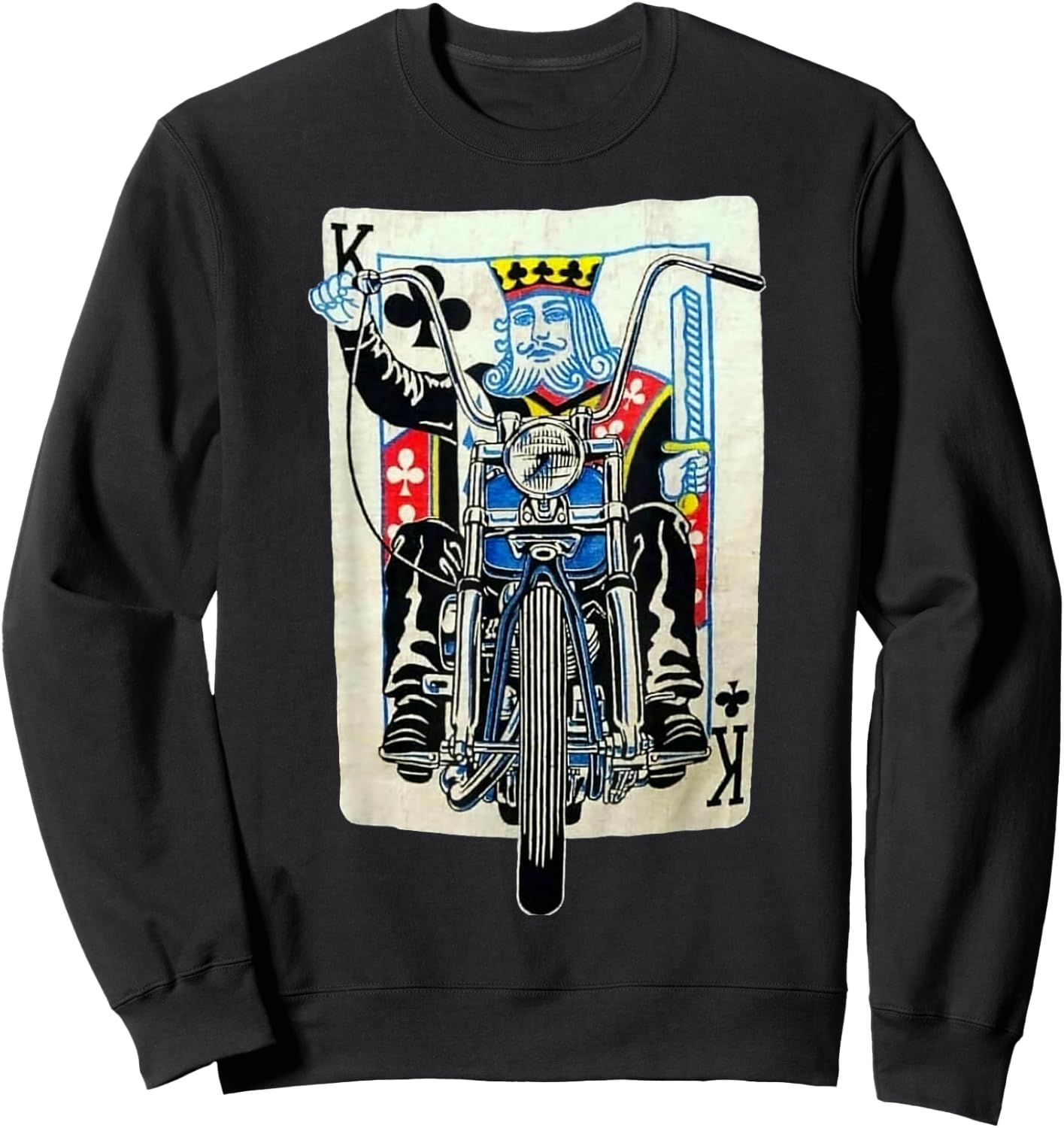 Biker King Of Clubs Playing Card Rider Motorcycle Sweatshirt - Sweatshirt | Black