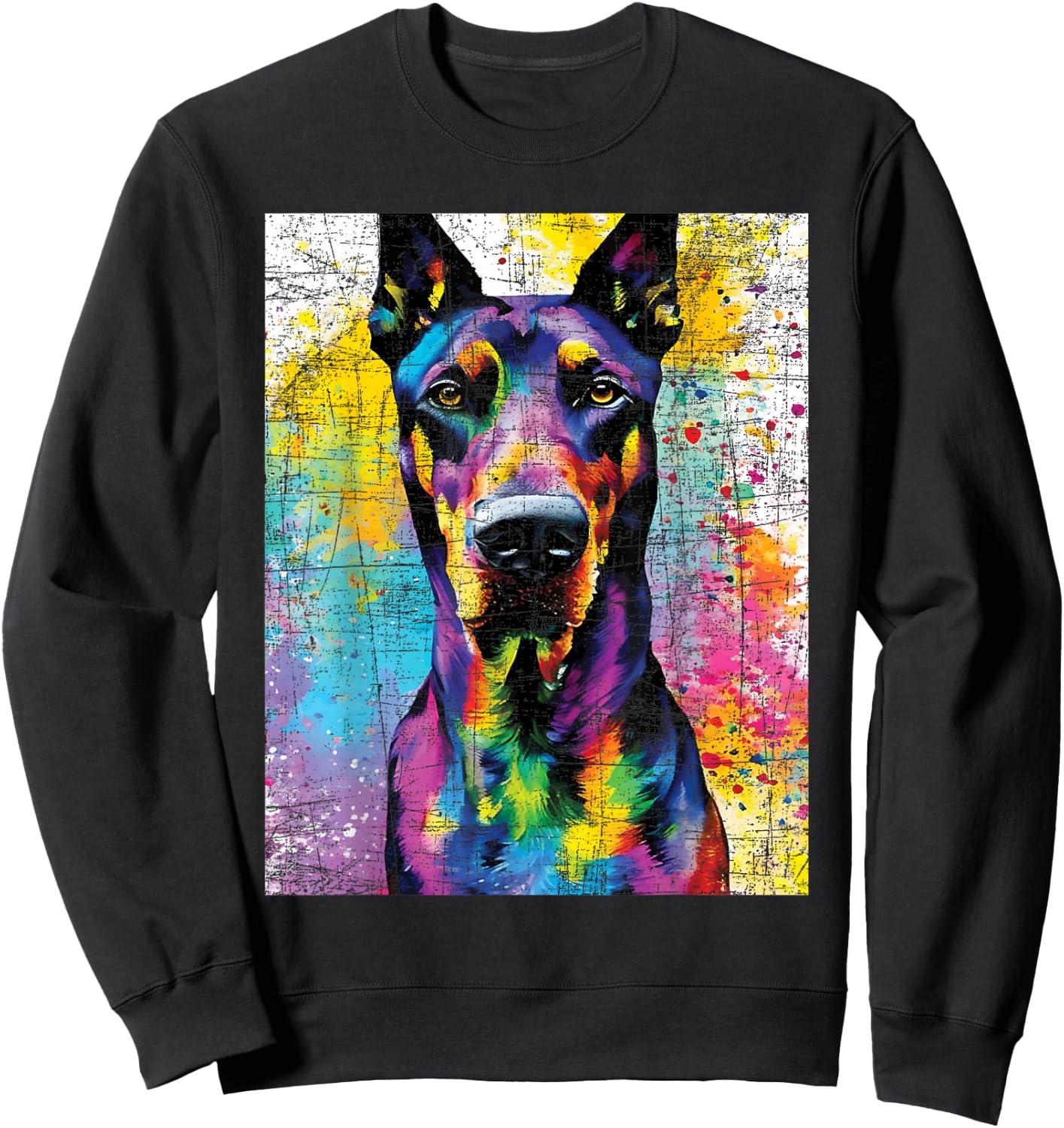 Colorful Doberman Art - Dog Owner Canine Lover Pet Trainer Sweatshirt - Sweatshirt | Black