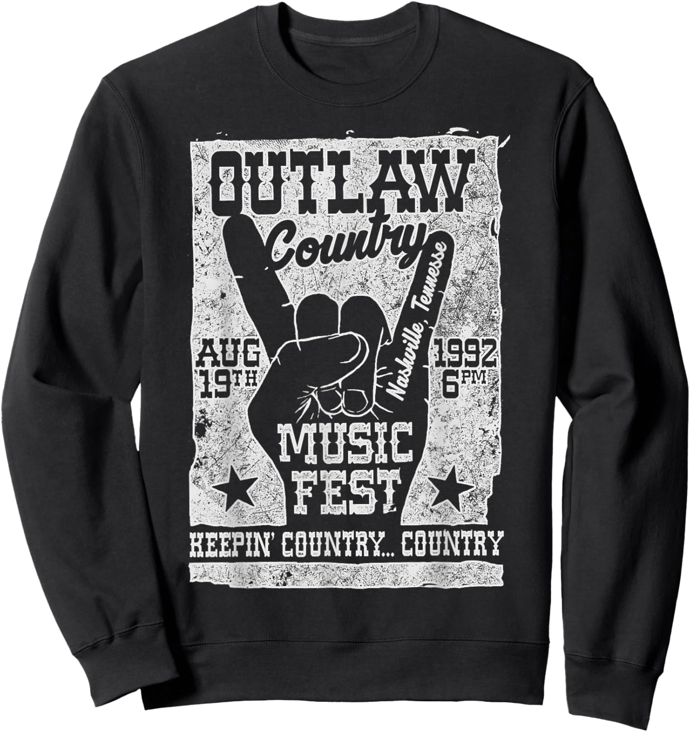 Outlaw Country Music Fest Nashville Vintage Sweatshirt - Sweatshirt | Black