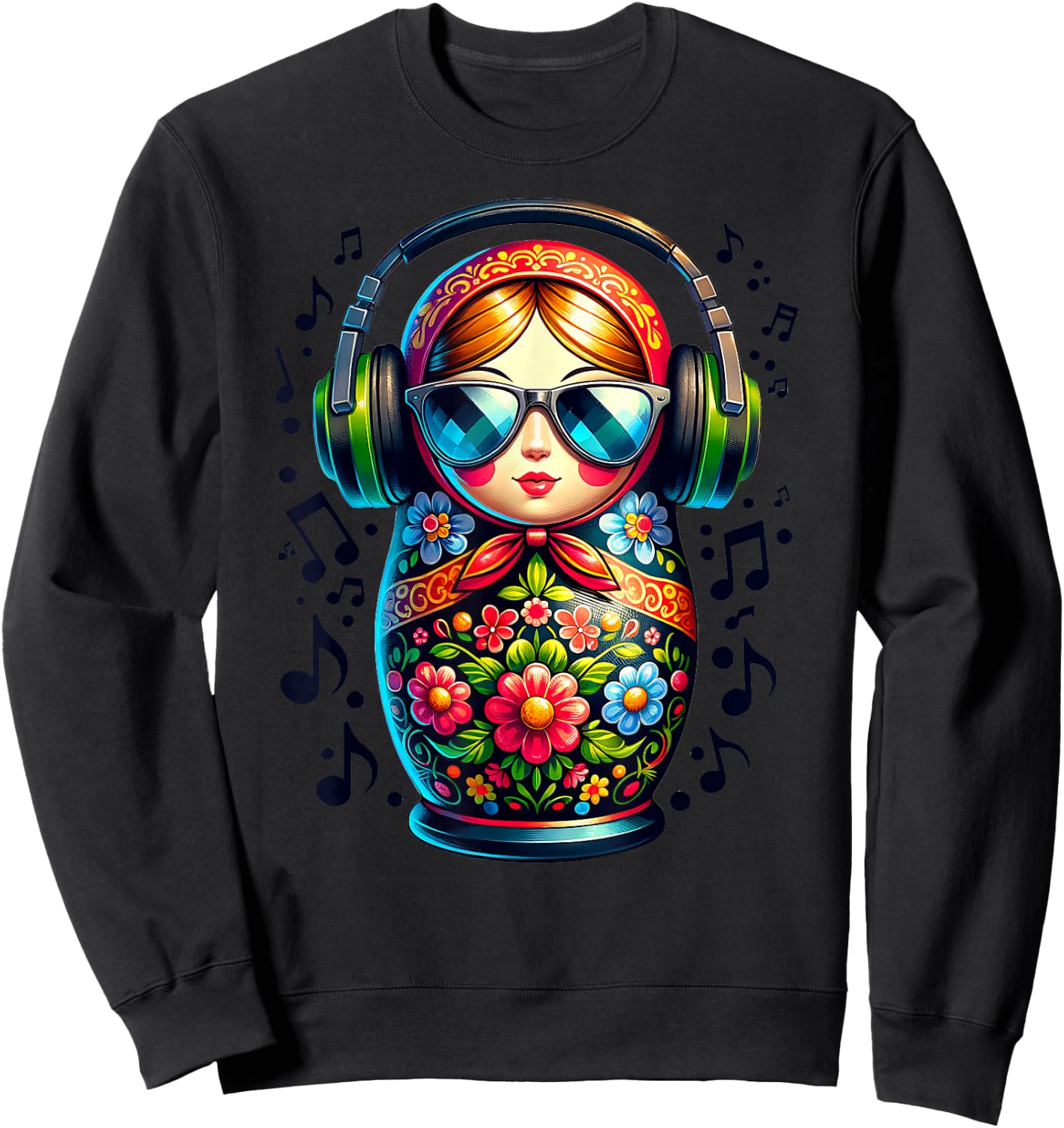 Russian Matryoshka Music Russia Russian Matryoshka , blue Sweatshirt - Sweatshirt | Black