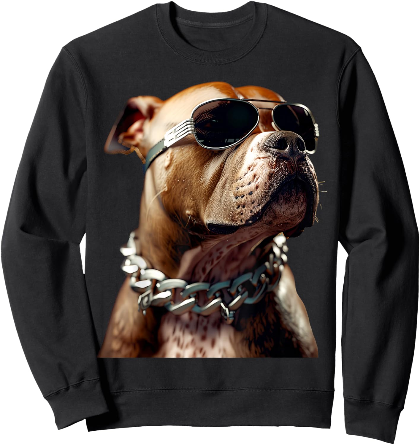 Pitbull with Sunglasses Pittie American Pit Bull Terrier , black Sweatshirt - Sweatshirt | Black