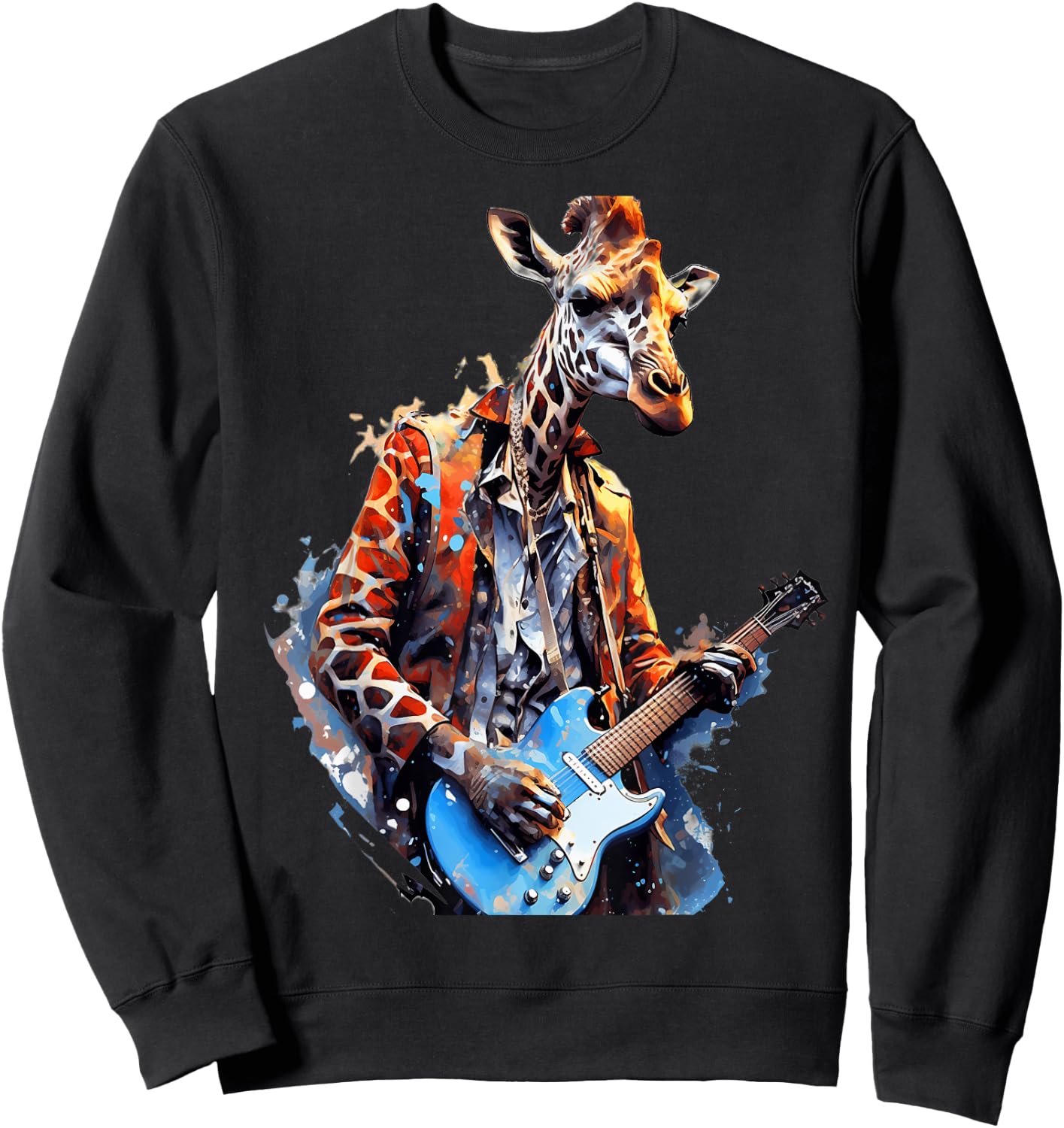 Rock Guitar Giraffe Guitarist Sweatshirt - Sweatshirt | Black