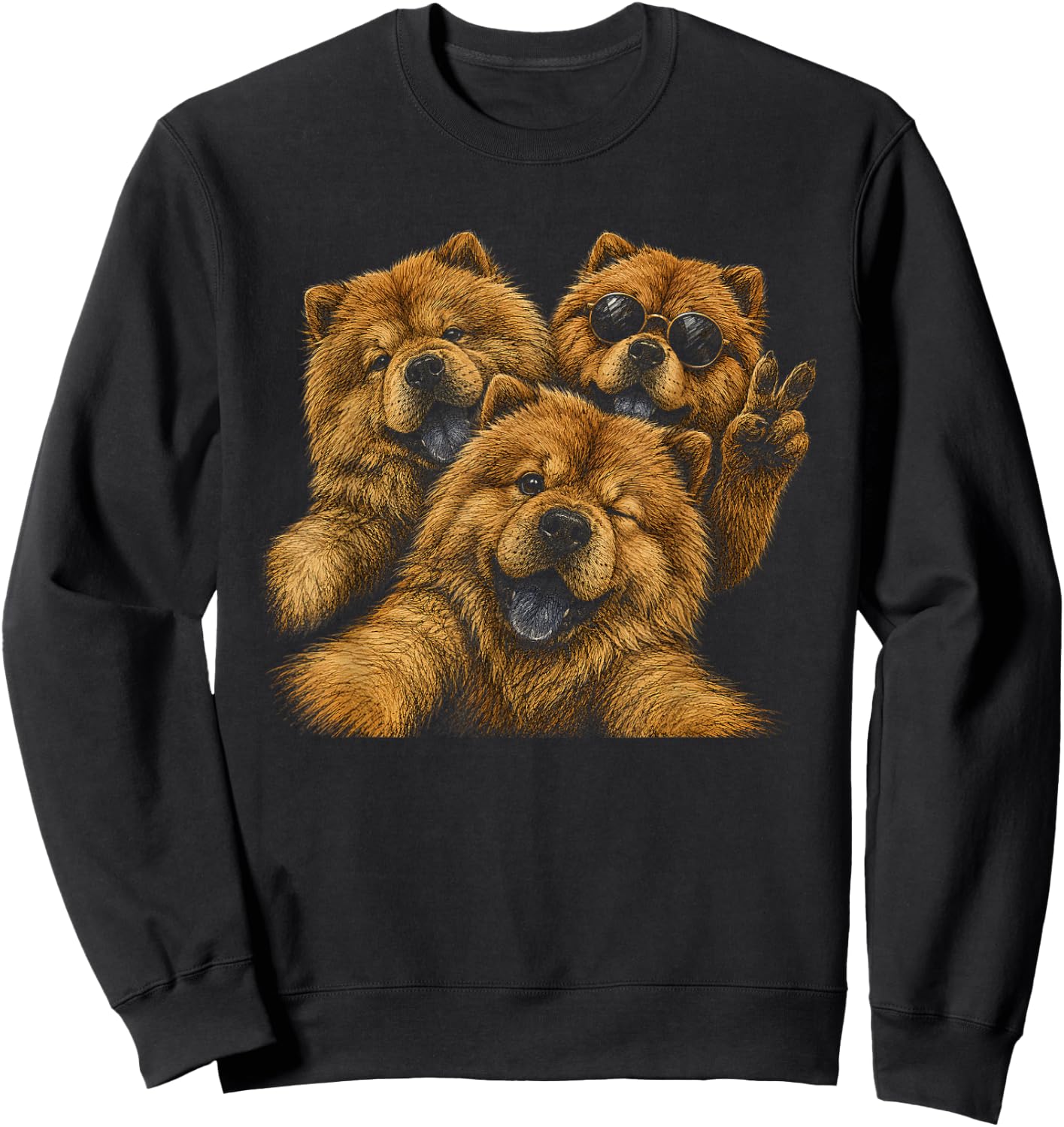 Funny Chow Chow Selfie Artwork Design Sweatshirt - Sweatshirt | Black