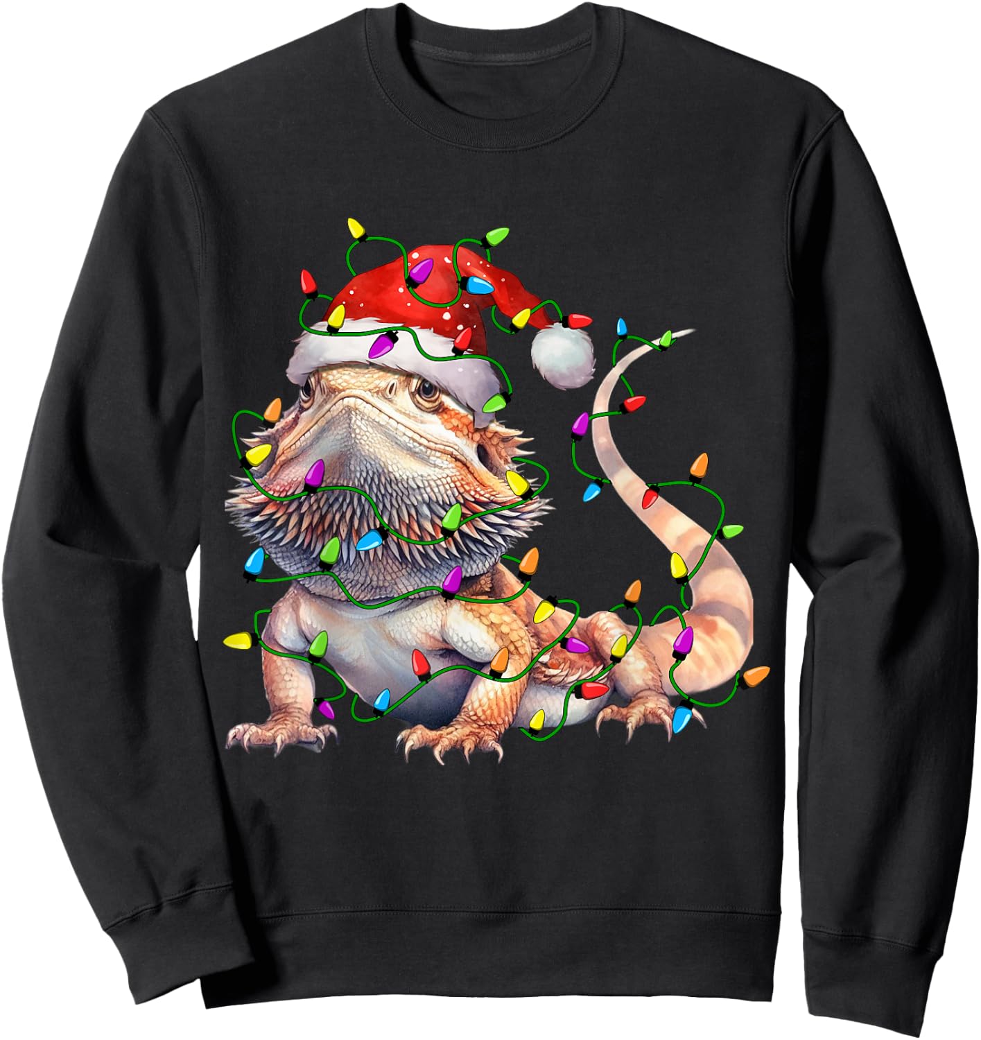 Bearded Dragons Santa Christmas Tree Lighting Xmas Funny Sweatshirt - Sweatshirt | Black