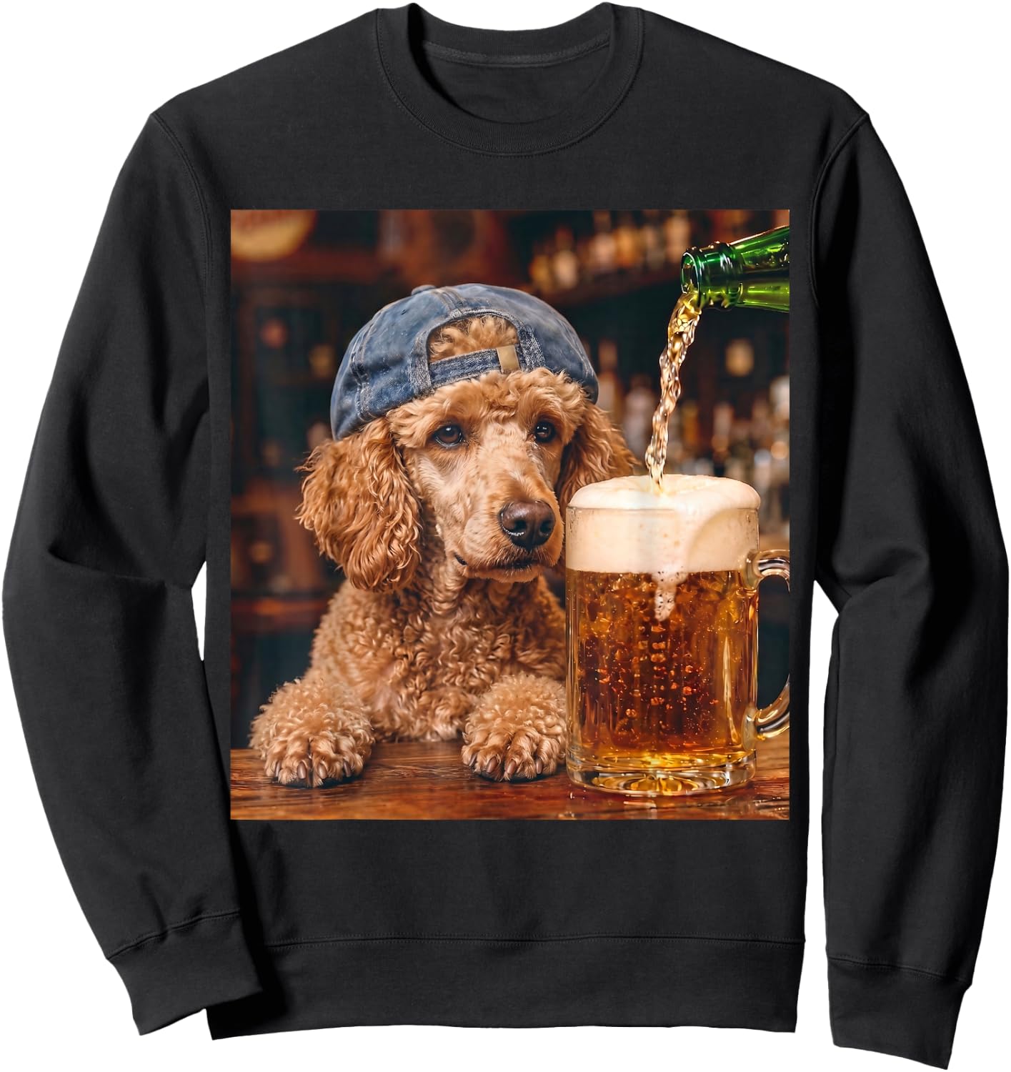Poodle Drinking Beer Funny Dog Meme Sweatshirt - Sweatshirt | Black