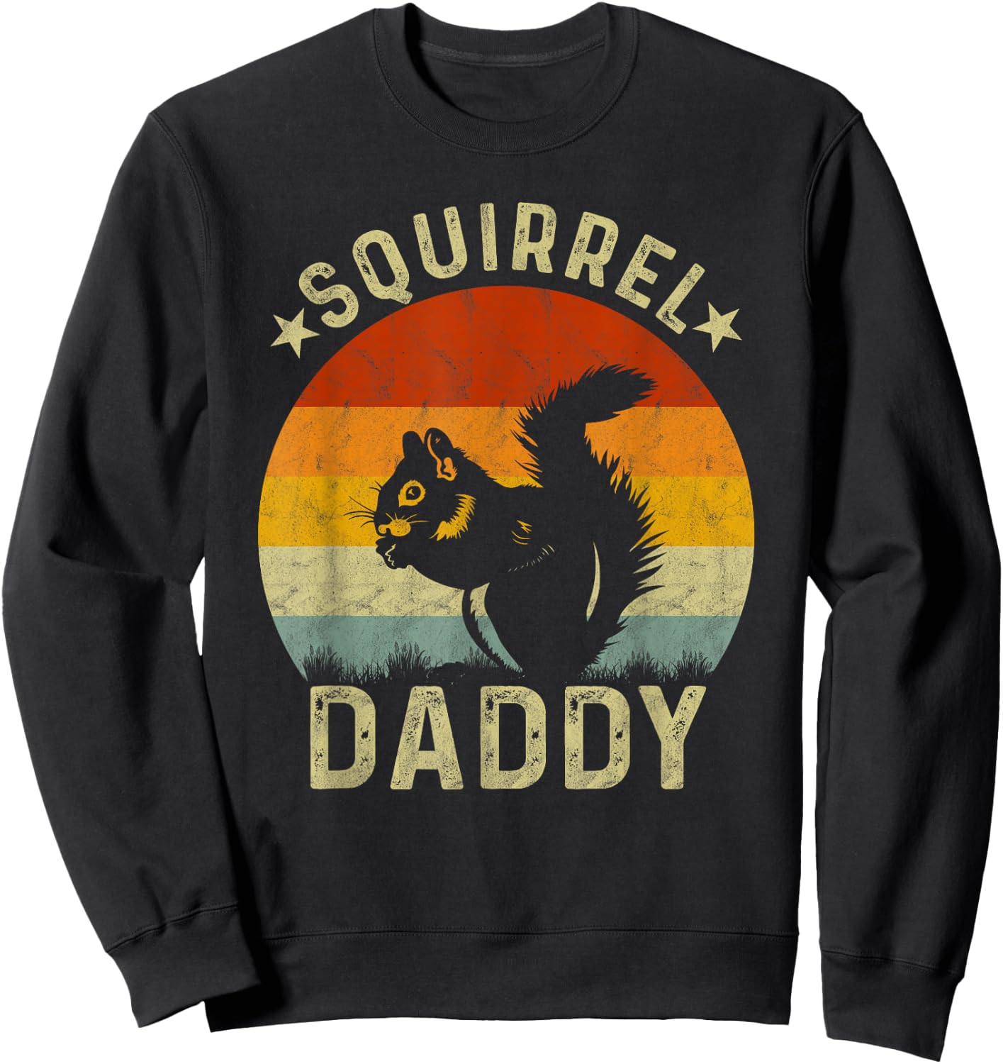 Vintage Squirrel Graphic for Squirrel Lover Daddy Retro Sweatshirt - Sweatshirt | Black