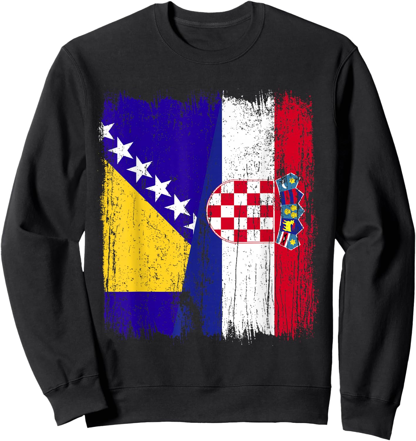 Bosnia and Herzegovina Croatia Half Flag Sweatshirt - Sweatshirt | Black