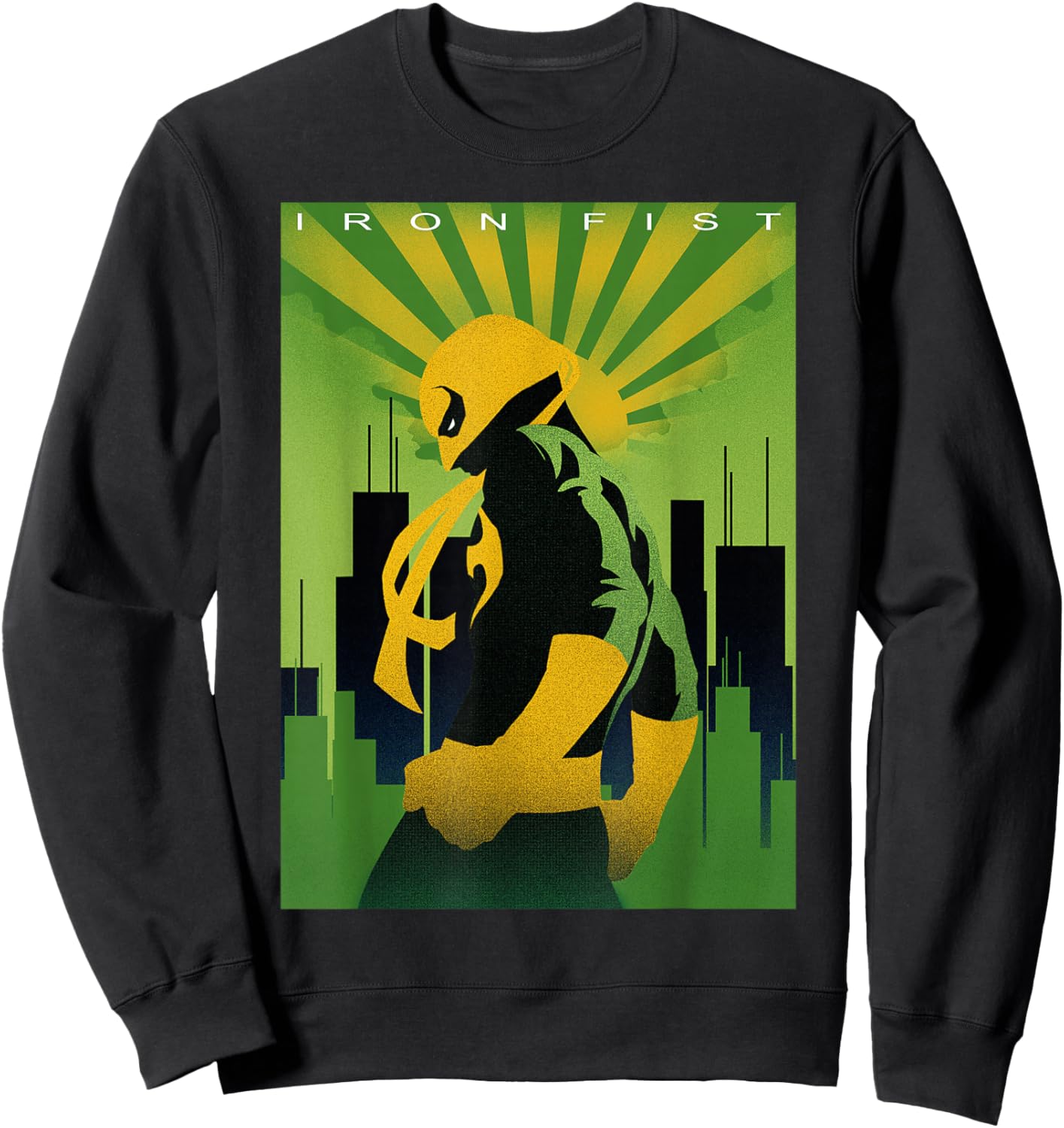 Marvel Iron Fist Art Deco Texture Poster Graphic Sweatshirt - Sweatshirt | Black